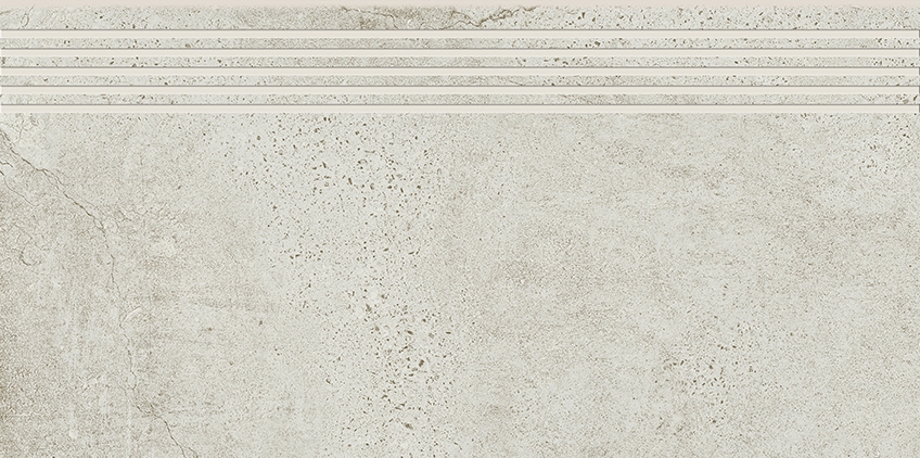 Opoczno Newstone White Steptread stopnica podłogowa 29,8x59,8 cm biały mat