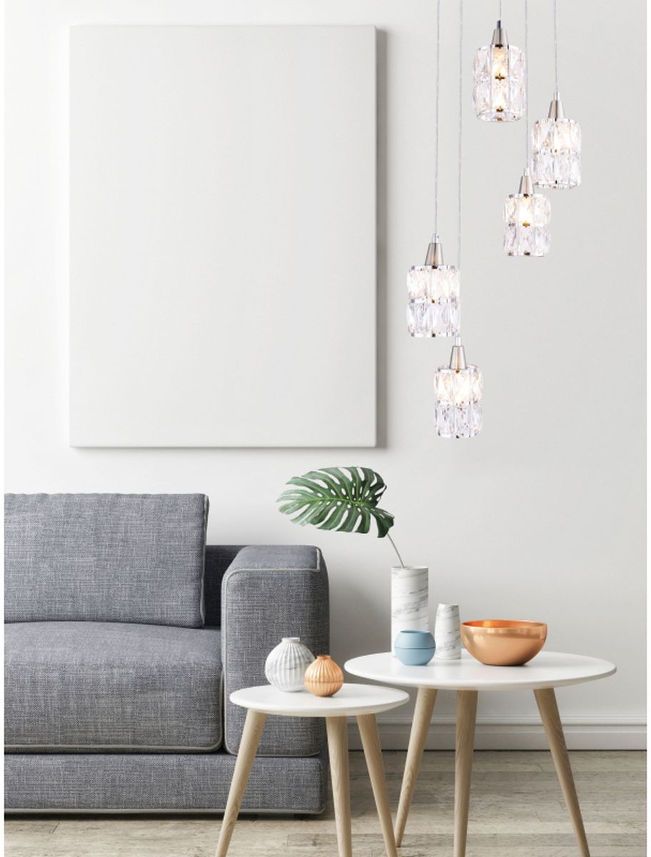 Globo Lighting Wolli lampa wisząca 5x40W chrom/kryształ 15760-5