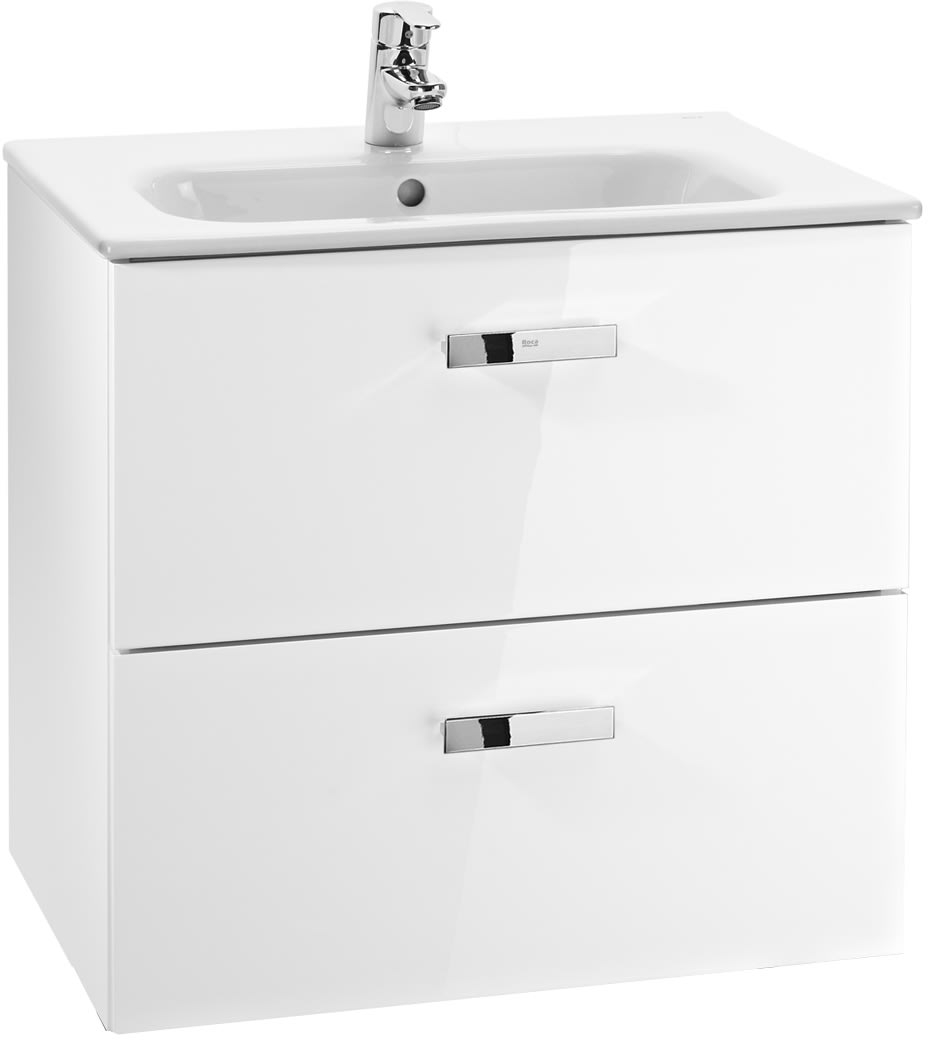 Roca Victoria Basic Unik zestaw łazienkowy 60 cm umywalka z szafką biały połysk A855884806
