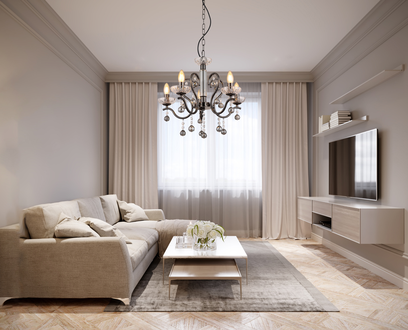 Globo Lighting Camila lampa wisząca 5x40 W czarna-kryształ 64134-5