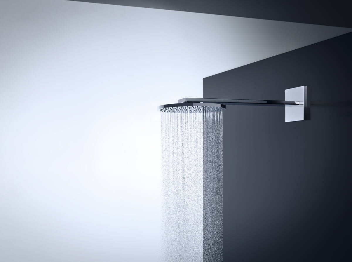 Axor ShowerSolutions deszczownica 25 cm okrągła z ramieniem czarny chrom szczotkowany 35284340