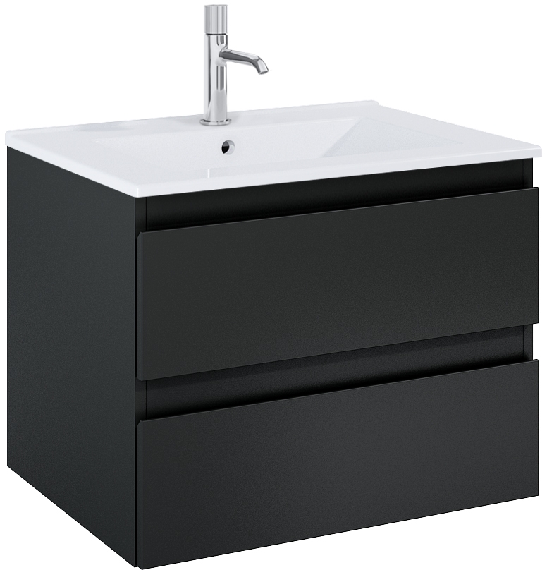 Oltens Vernal szafka 60 cm podumywalkowa wisząca z umywalką czarny mat/biały połysk 68461300 - Wysyłka w 24h