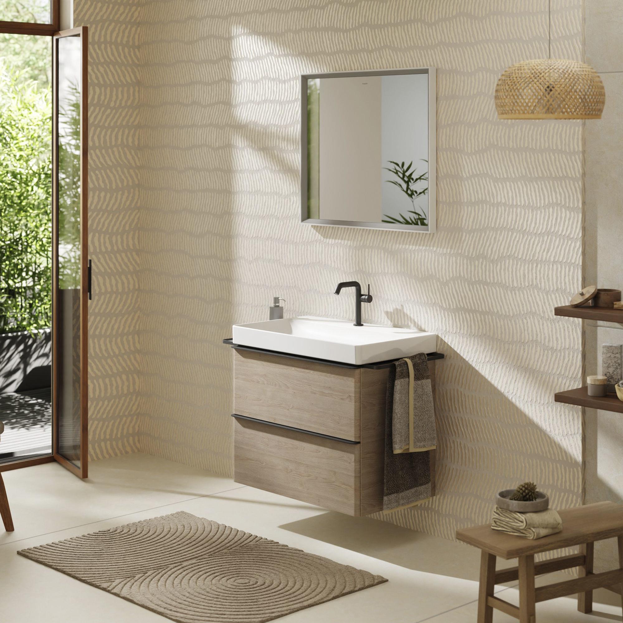 Hansgrohe Xelu Q szafka 78 cm podumywalkowa wisząca naturalny dąb/czarny mat 54029670
