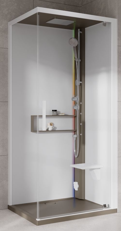 Novellini Glax 2 2.0 G+F kabina z hydromasażem 80 cm kwadratowa prawa parowa z brodzikiem corda G22GF89DT5-1TU
