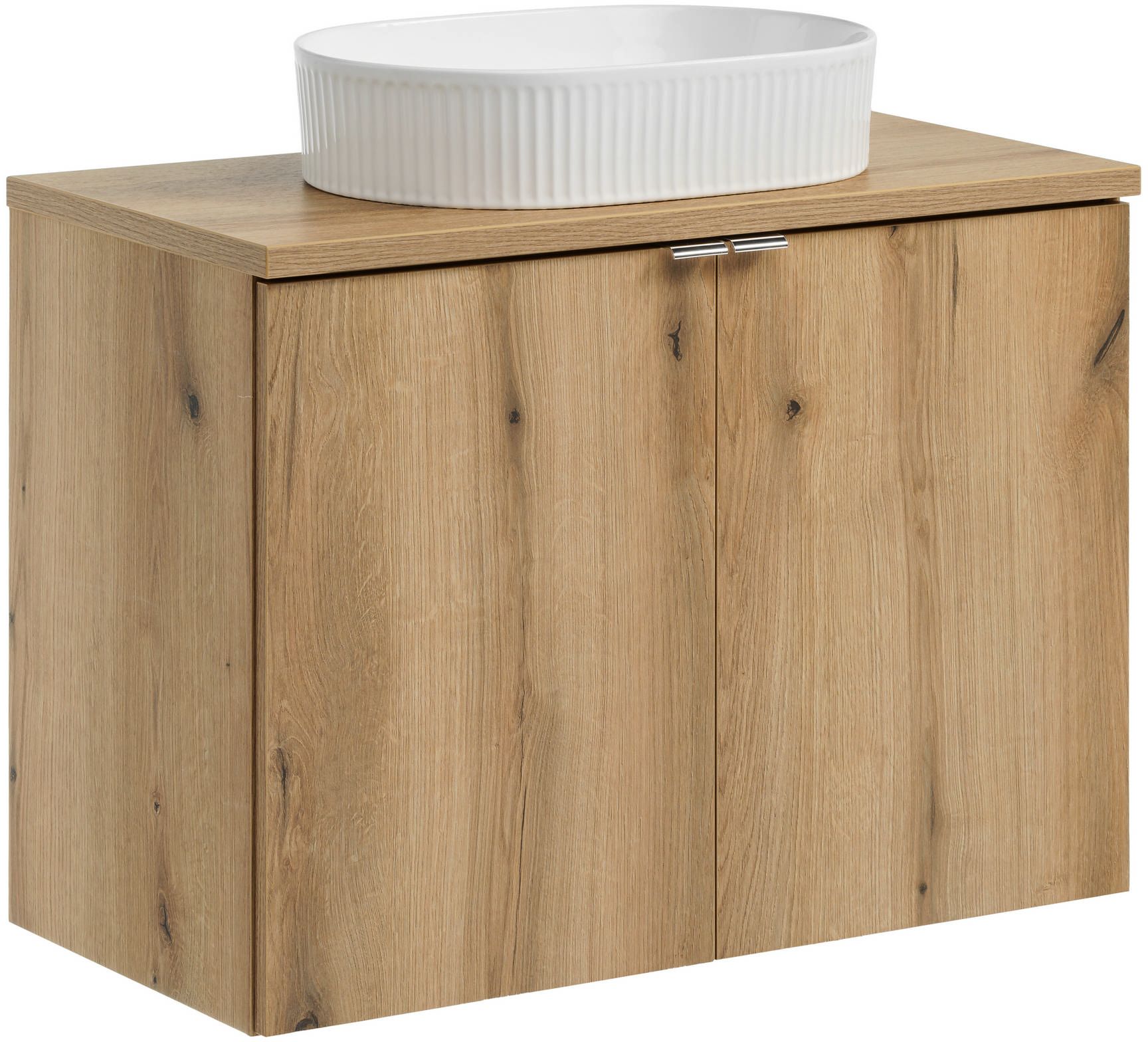 Zestaw meblowy Nova Oak szafka podumywalkowa 80 cm dąb z blatem i umywalką nablatową Beyond SET-NOA B OAK 80CM D UN BEYOND 5 WH