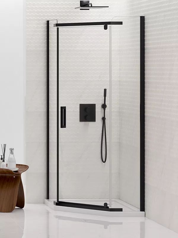 New Trendy New Komfort Black kabina prysznicowa 100x80 cm pięciokątna czarny mat/szkło przezroczyste K-0810