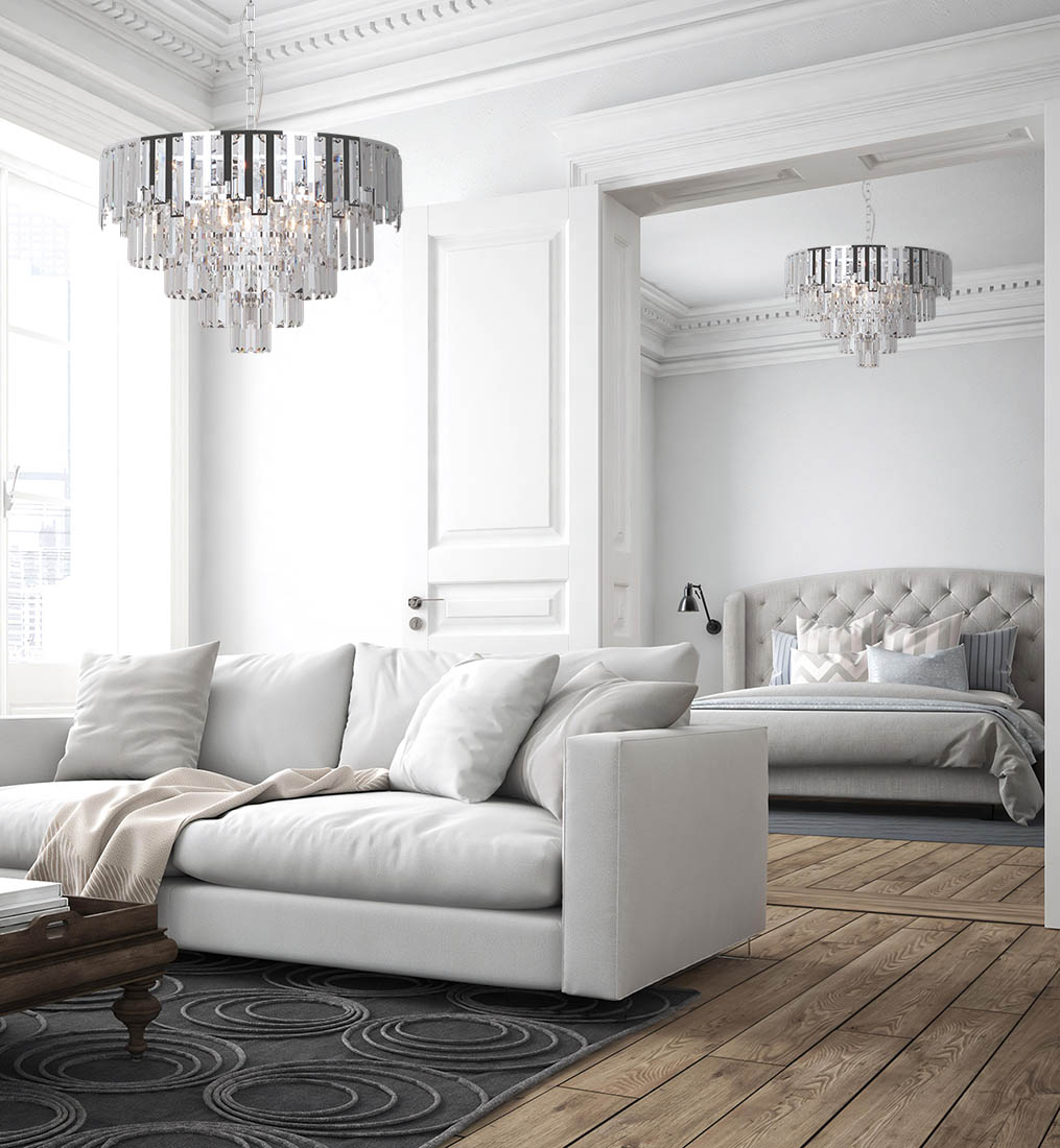 Kaja Cameron lampa wisząca 8x40W srebrny/kryształ K-8177