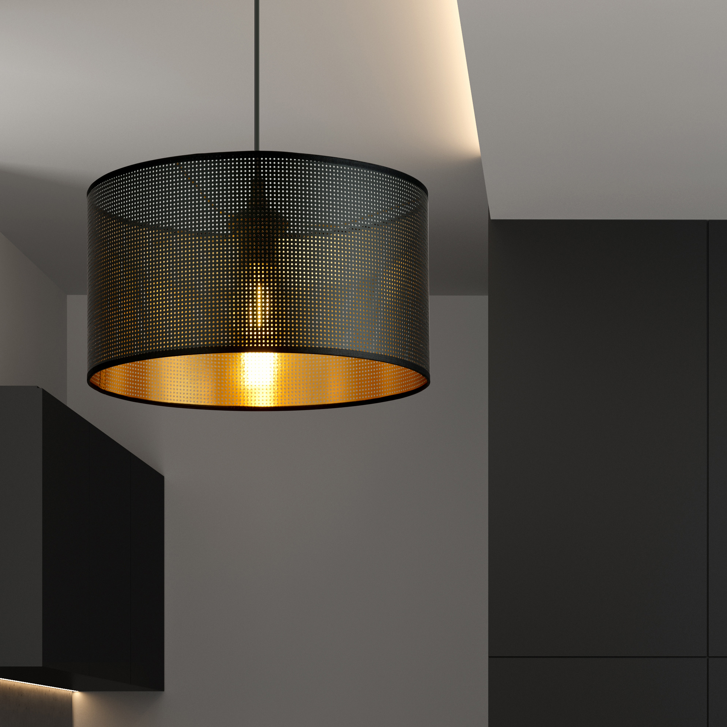 Emibig Aston lampa wisząca 1x10 W czarna-złota 1148/1