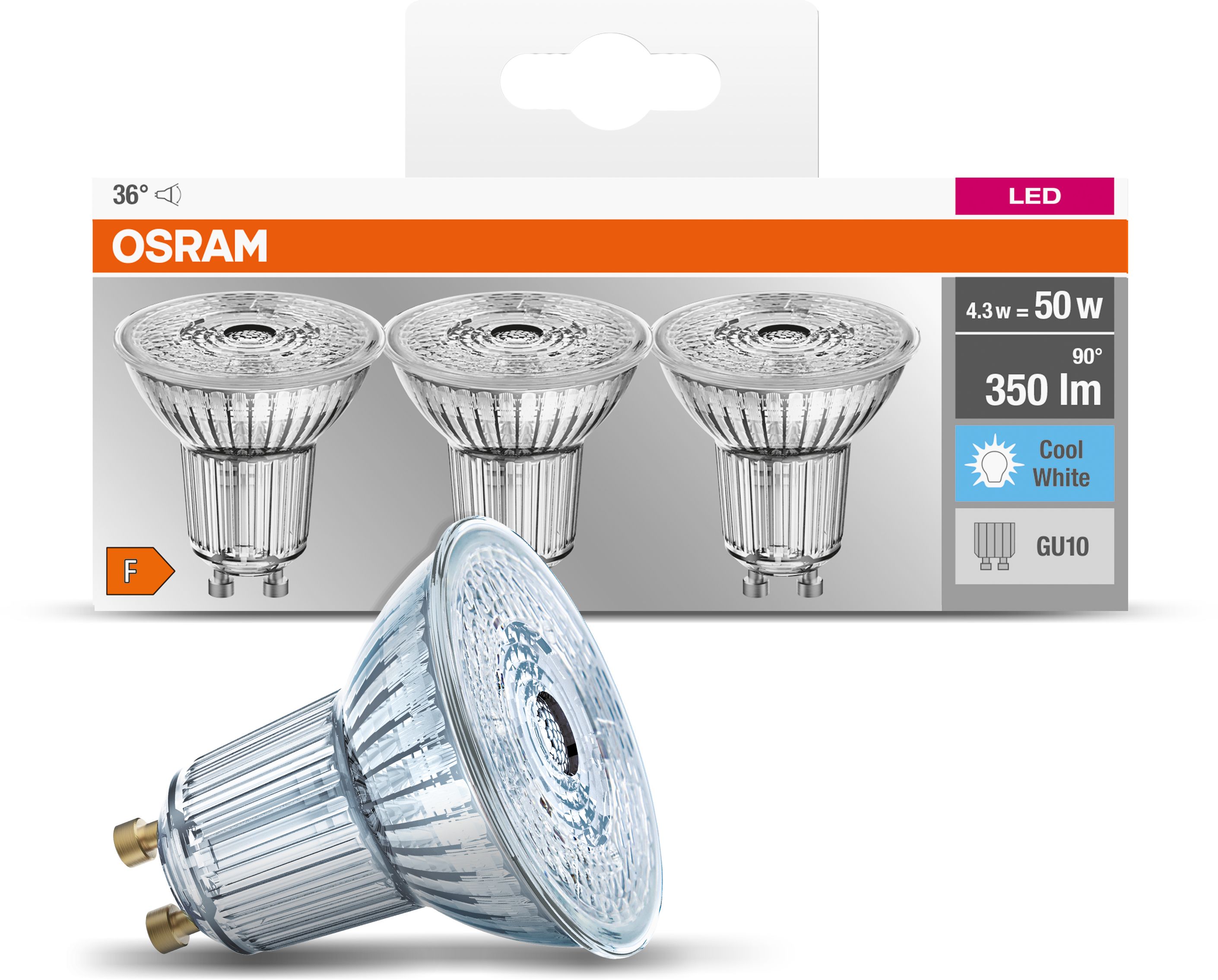 Osram Base żarówki LED Multipack 3x4,3 W 4000 K GU10