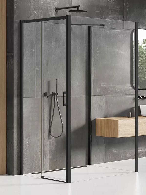 New Trendy Prime Black kabina prysznicowa 120x100 cm prostokątna przyścienna lewa czarny mat/szkło przezroczyste K-0975