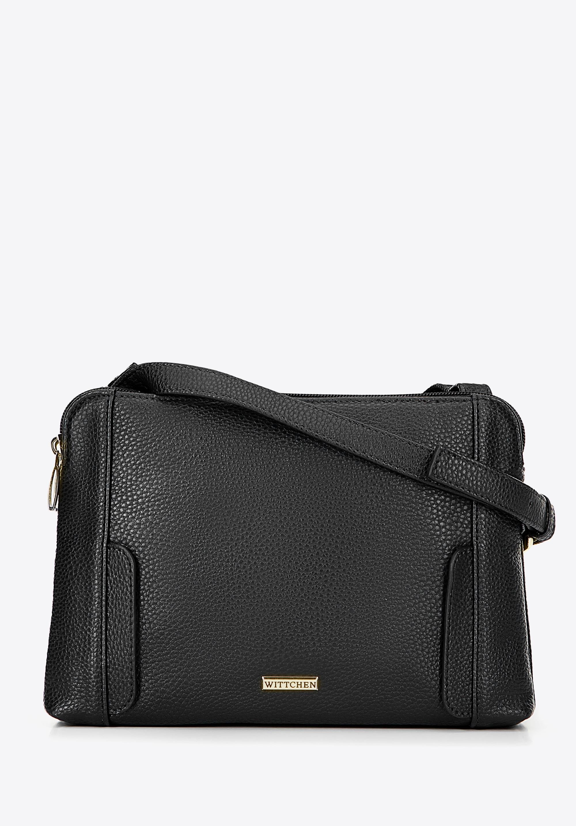 Damska torebka crossbody dwukomorowa czarno - złota