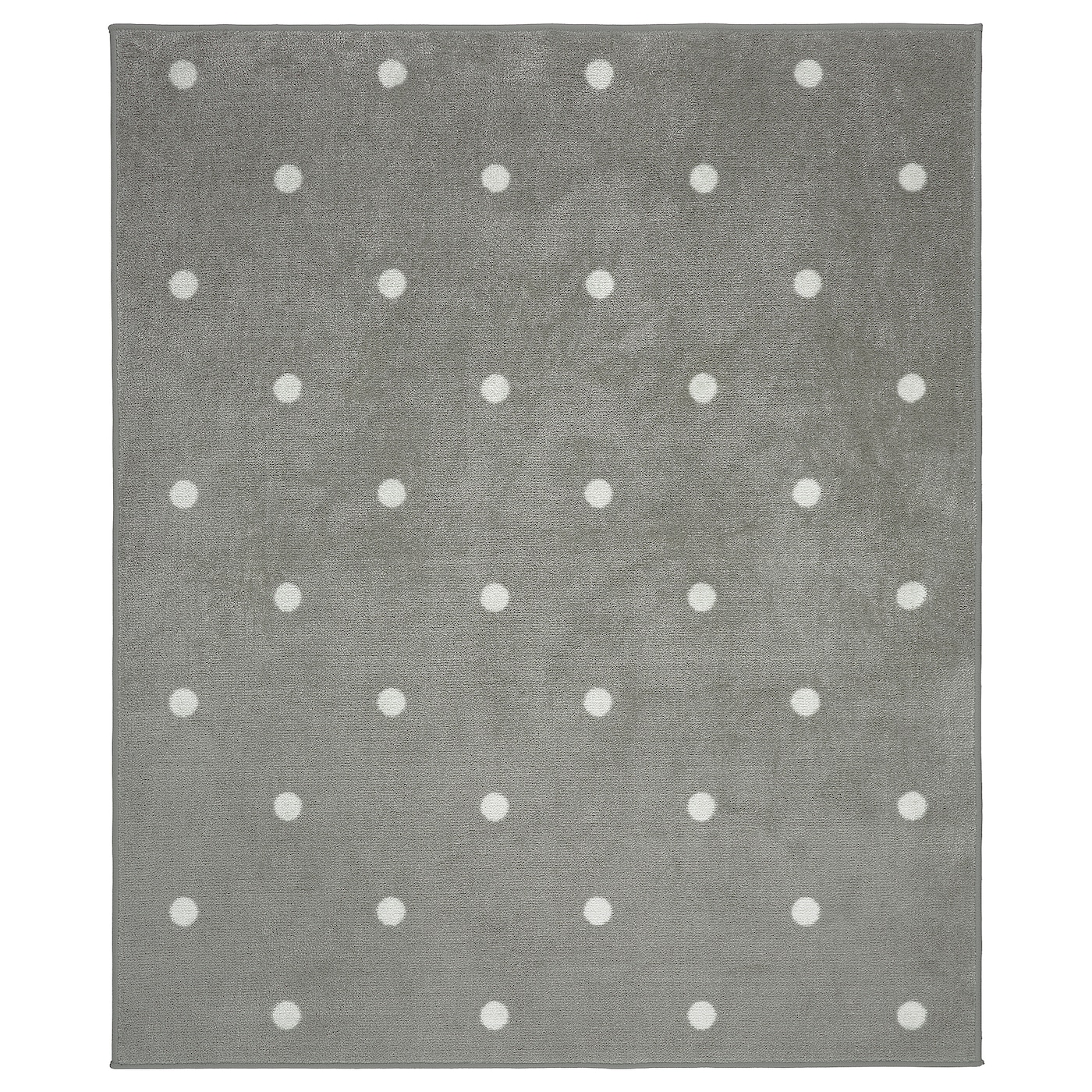 IKEA LEN dywan, w kropki/szary, 133x160 cm