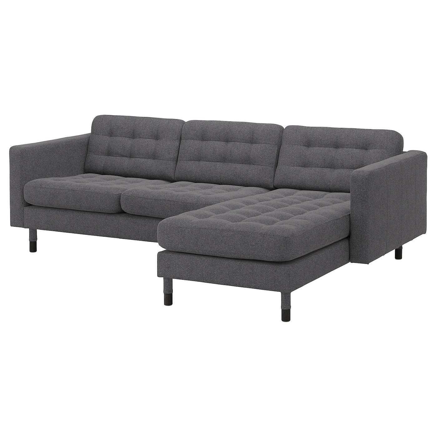 IKEA LANDSKRONA sofa 3-osobowa z szezlongiem, Gunnared ciemnoszary/drewno/czarny, Szerokość: 240 cm