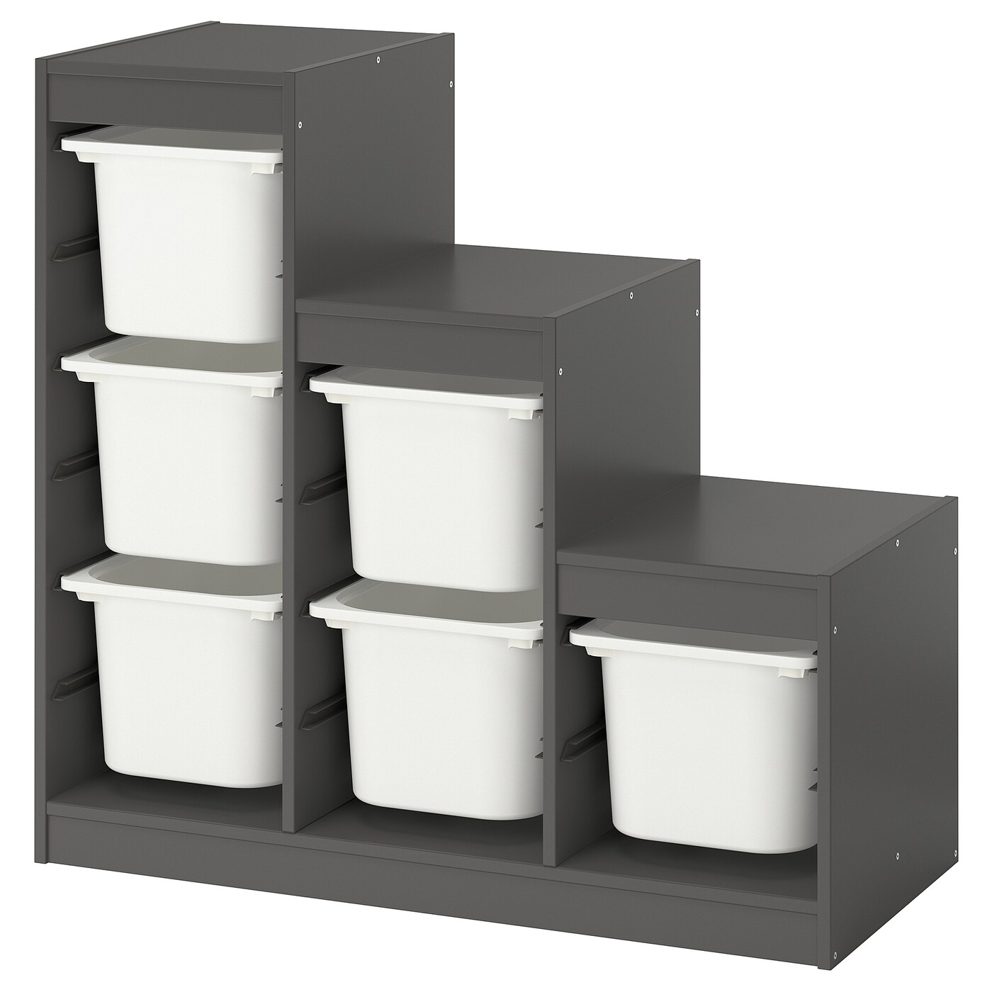 IKEA TROFAST regał z pojemnikami, szary/biały, 99x44x94 cm
