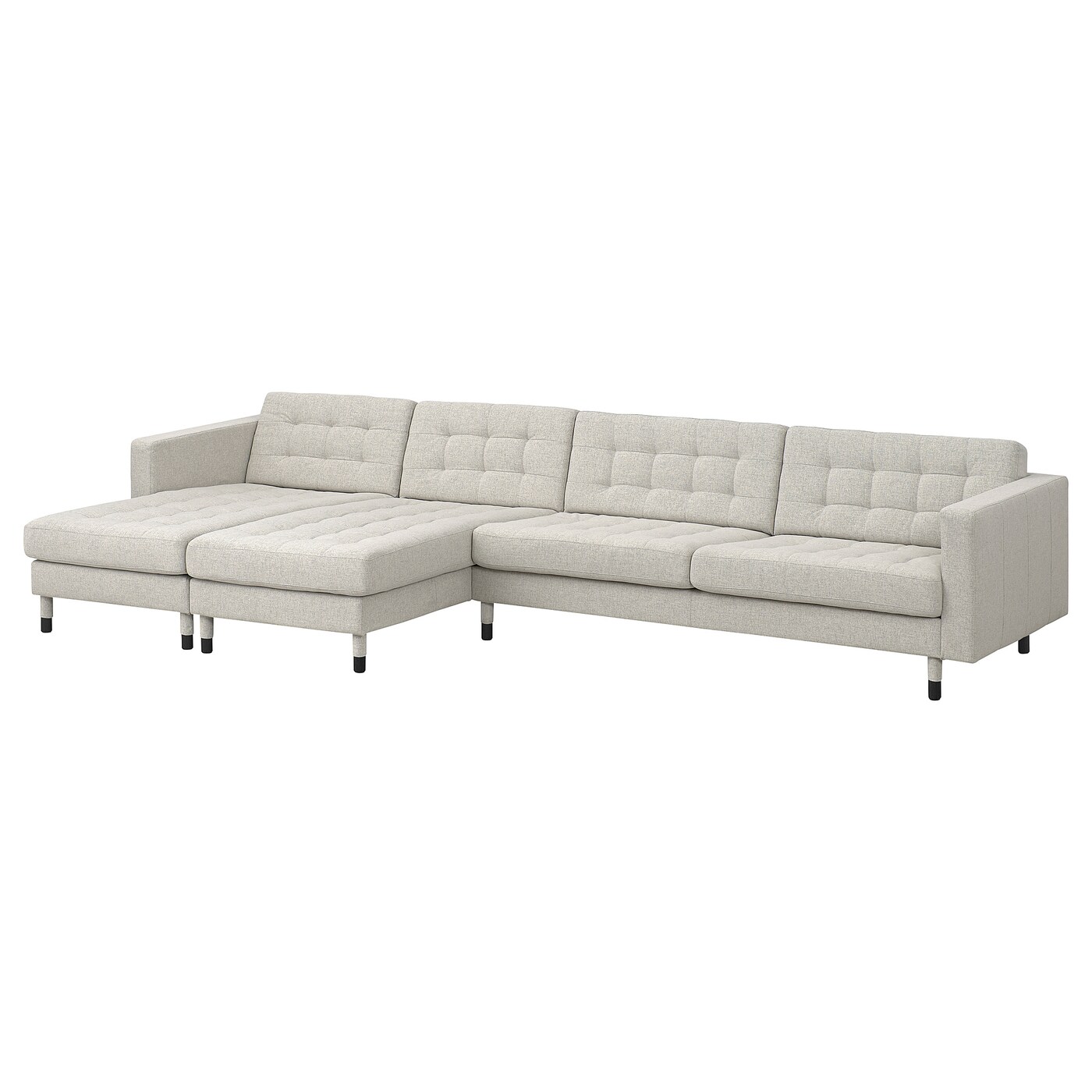 IKEA LANDSKRONA Sofa 5-osobowa z szezlongami, Gunnared beżowy/czarny/drewno, Wysokość: 78 cm