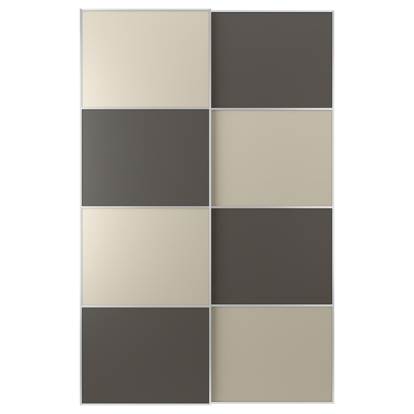 IKEA MEHAMN Drzwi przesuwne, aluminium 2str/ciemnoszary szarobeżowy, 150x236 cm