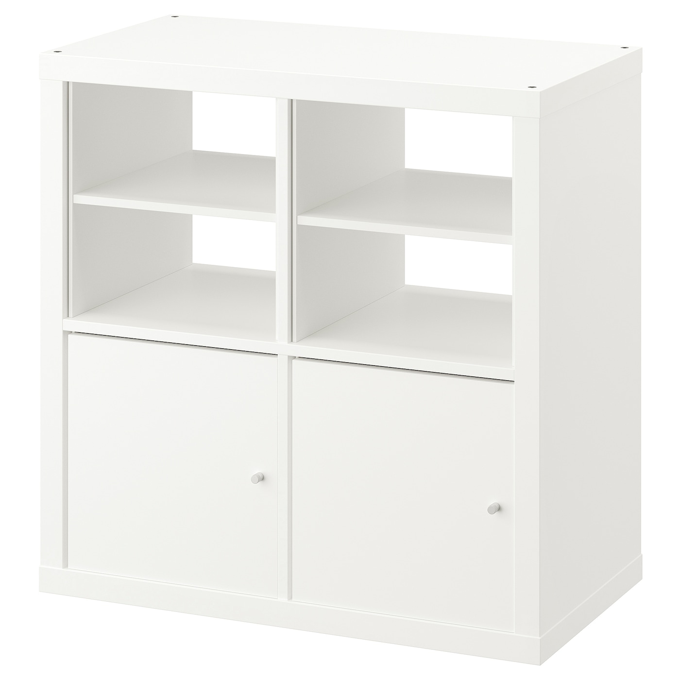 IKEA KALLAX regał, z 2 drzwi/z 2 wkładami z półką biały, 77x77 cm