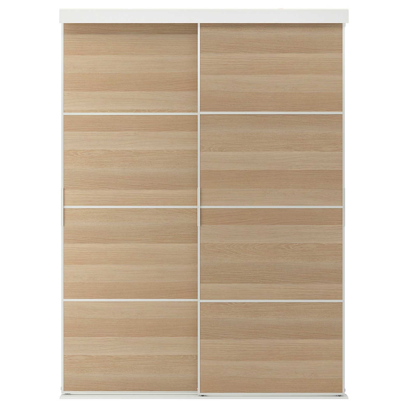 IKEA SKYTTA / MEHAMN kombinacja drzwi przesuwnych, biały/2str imitacja dębu bejcowanego na biało, 152x205 cm