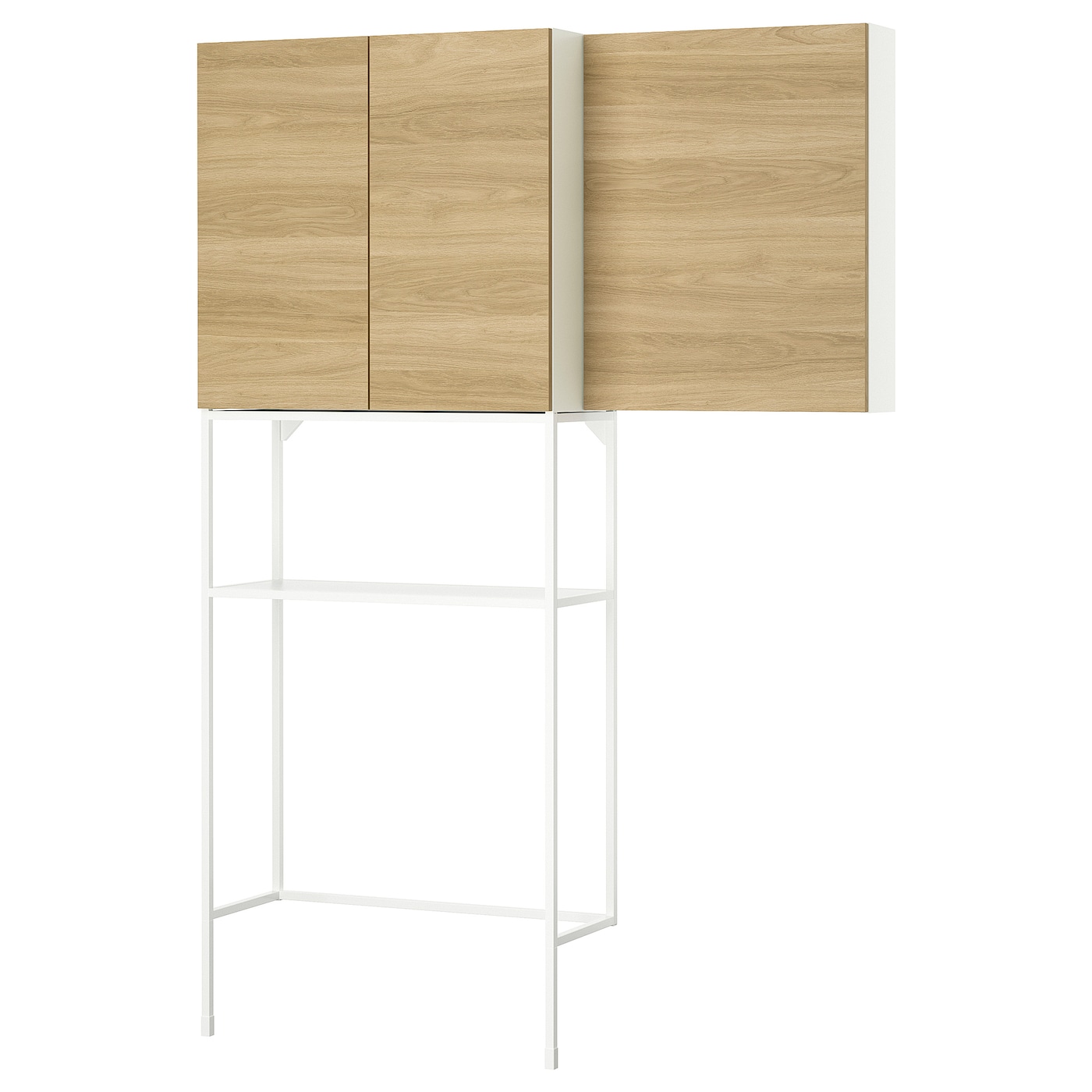 IKEA ENHET regał, biały/dąb, 140x32x204 cm