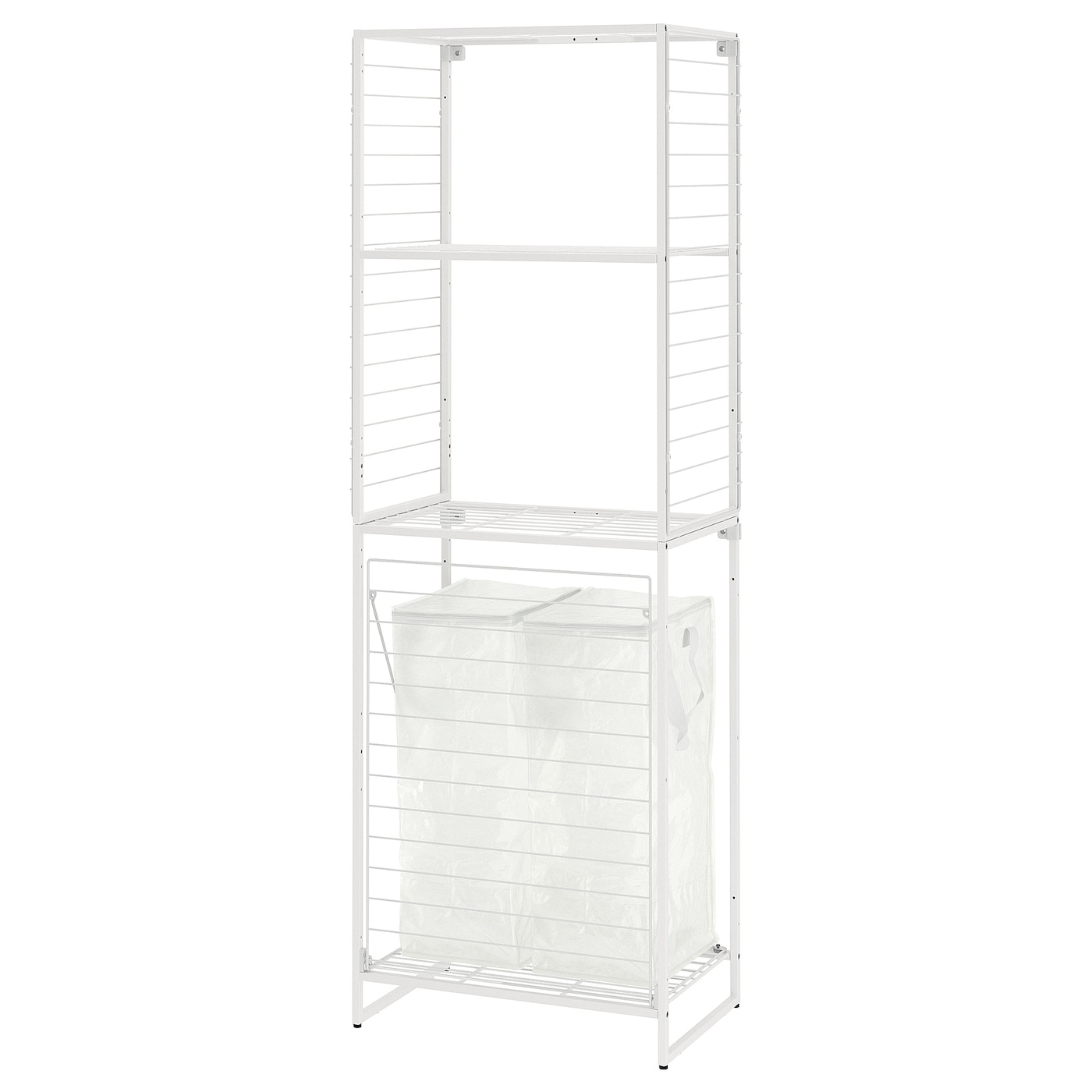 IKEA JOSTEIN regał z workami+kratka, do wewnątrz/na zewnątrz drut/przezroczysty biały, 62x40/76x180 cm