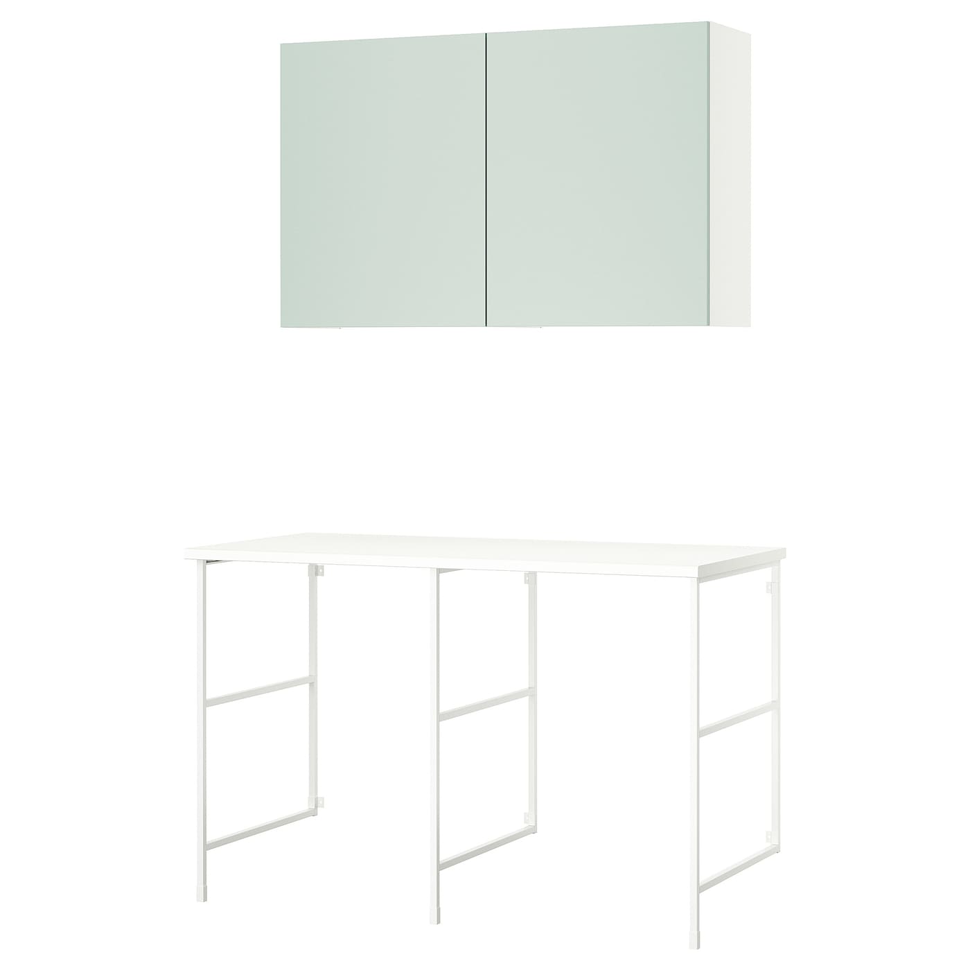IKEA ENHET regał, biały/blady szarozielony, 139x63.5x90.5 cm