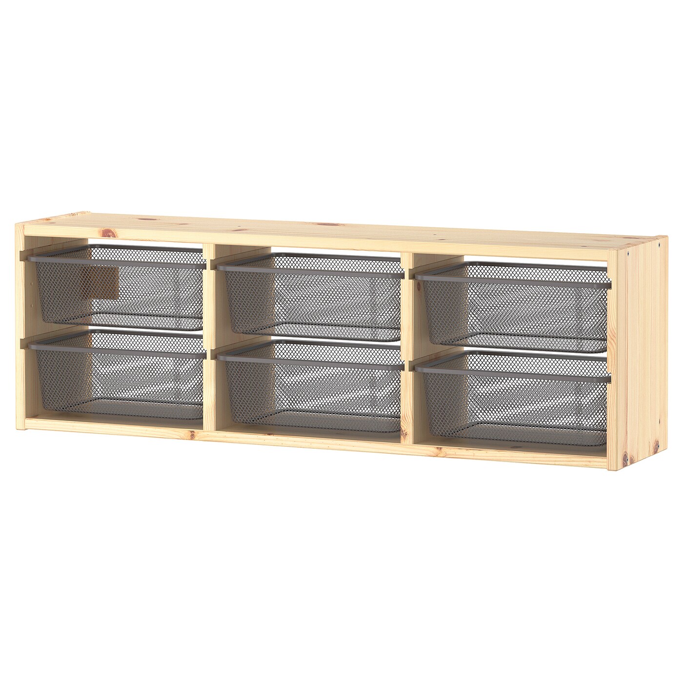IKEA TROFAST szafka ścienna, jasna sosna bejcowana na biało/ciemnoszary, 93x21x30 cm