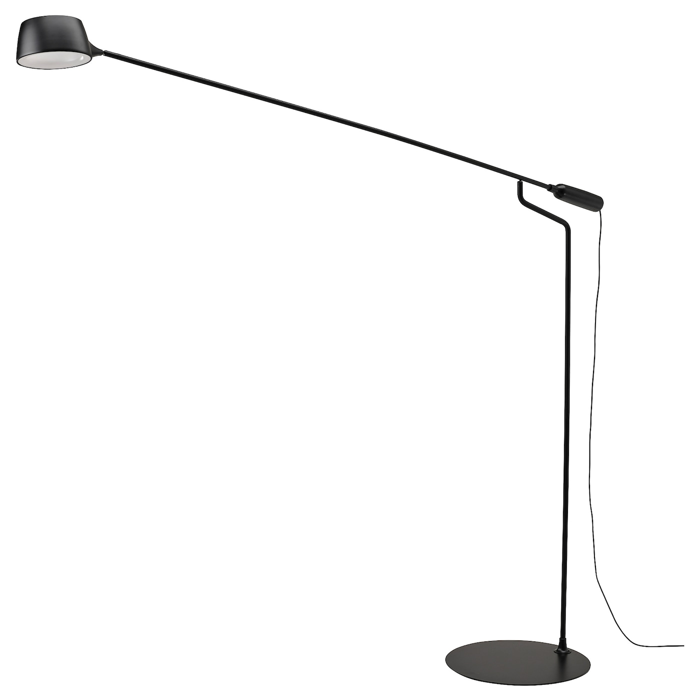 IKEA VÅGHÖJD lampa podłogowa LED, można przyciemniać czarny, Średnica podstawy: 49 cm