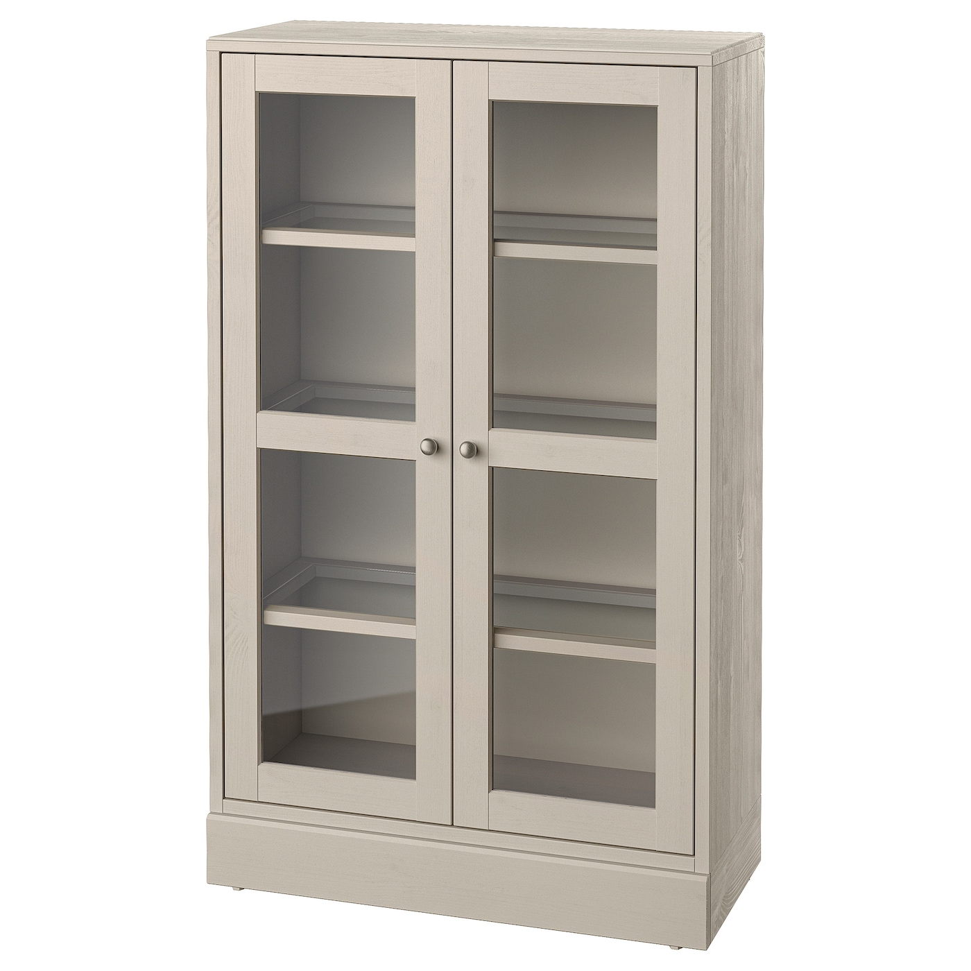 IKEA HAVSTA szafka witryna z cokołem, szarobeżowy/szkło bezbarwne, 81x37x134 cm