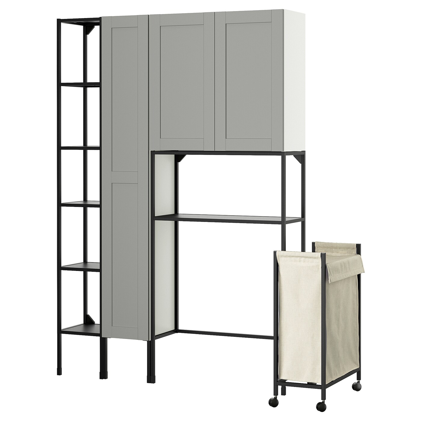 IKEA ENHET regał, antracyt/szara rama, 140x32x204 cm