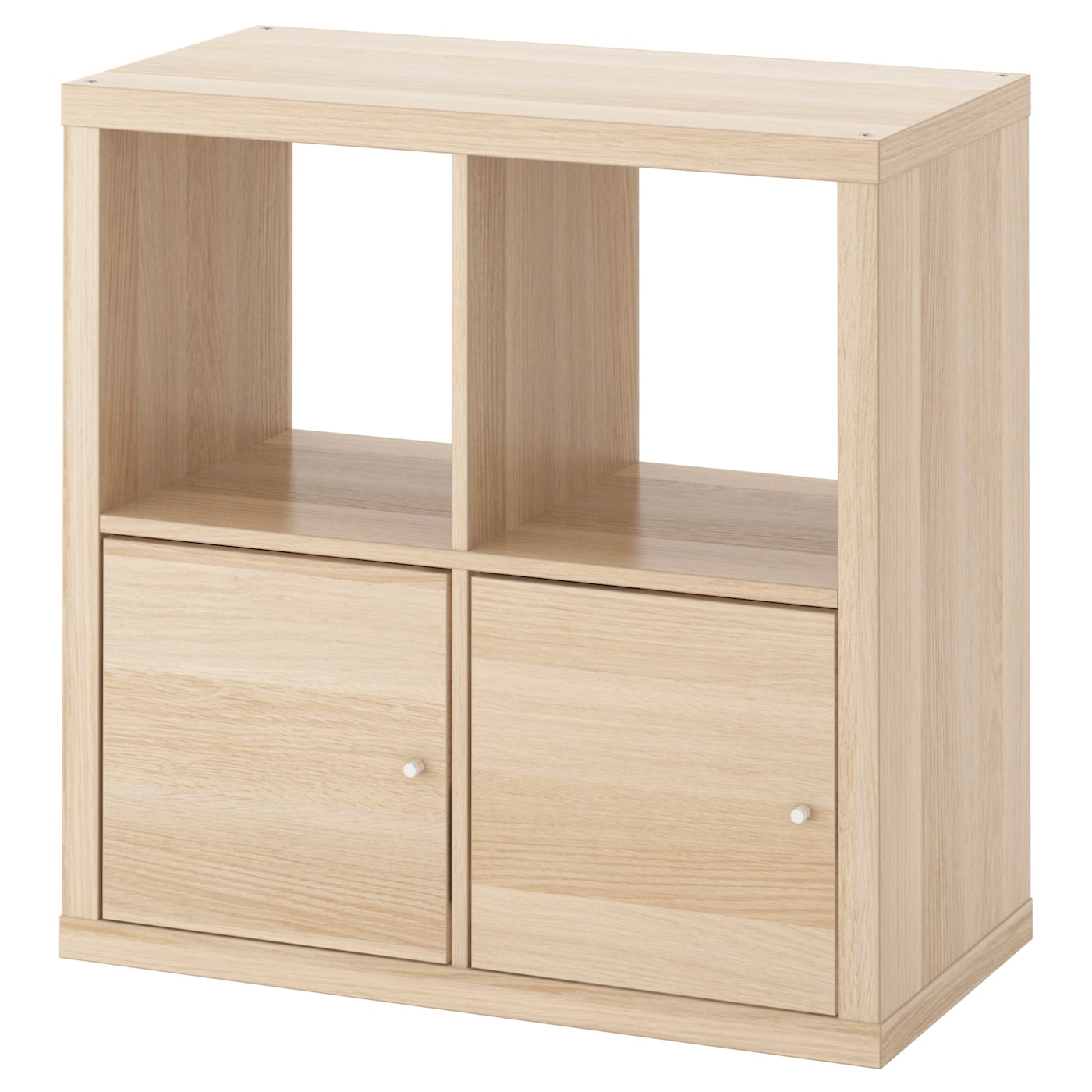 IKEA KALLAX regał z drzwiami, imitacja dębu bejcowanego na biało, 77x77 cm