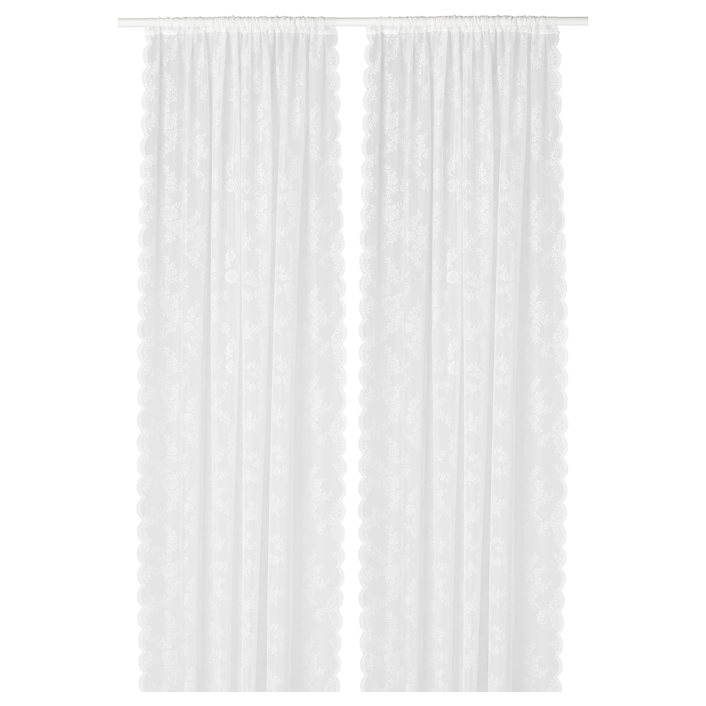 IKEA ALVINE SPETS firanki, 1 para, kremowy/na tunelu, 145x300 cm