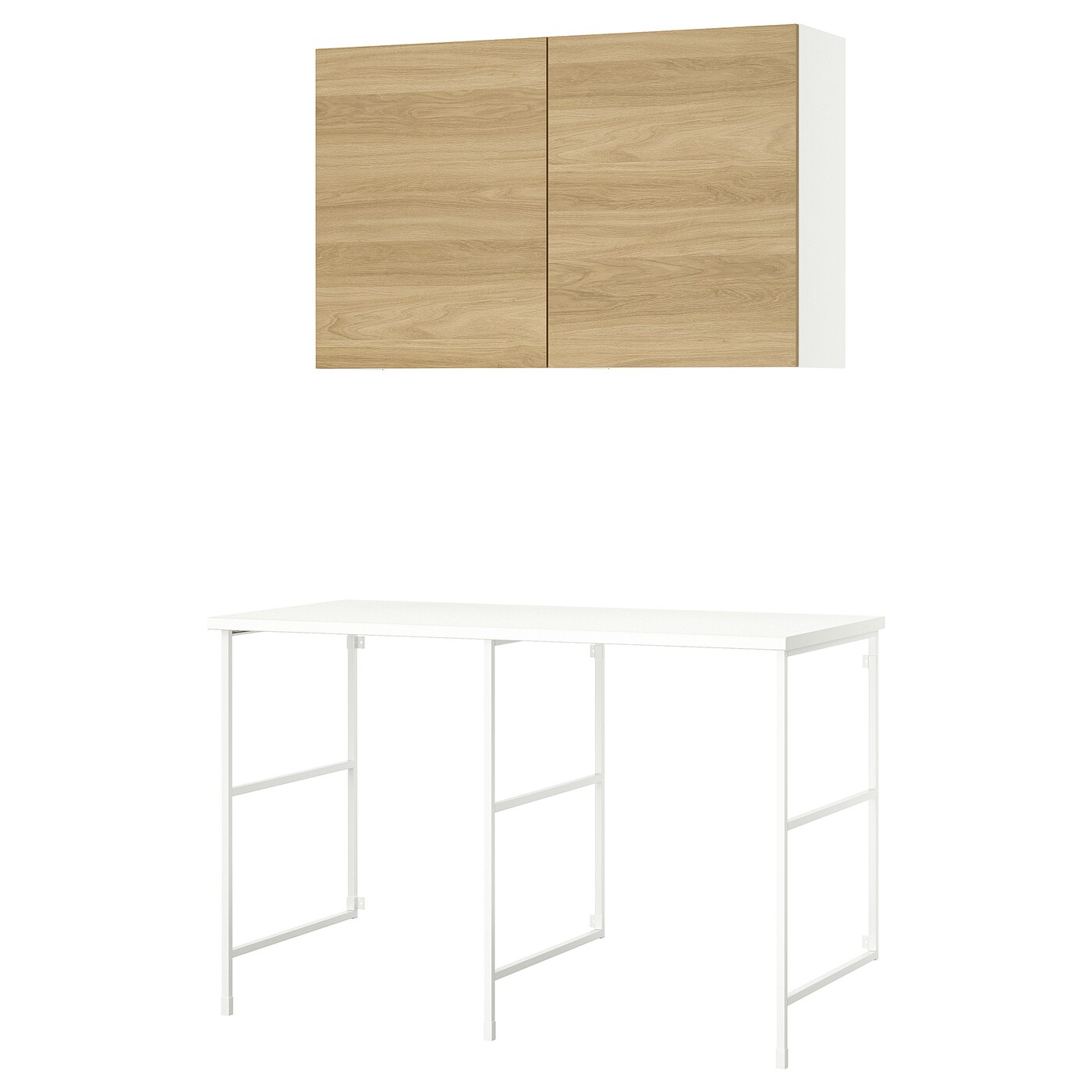 IKEA ENHET regał, biały/imit. dębu, 139x63.5x90.5 cm