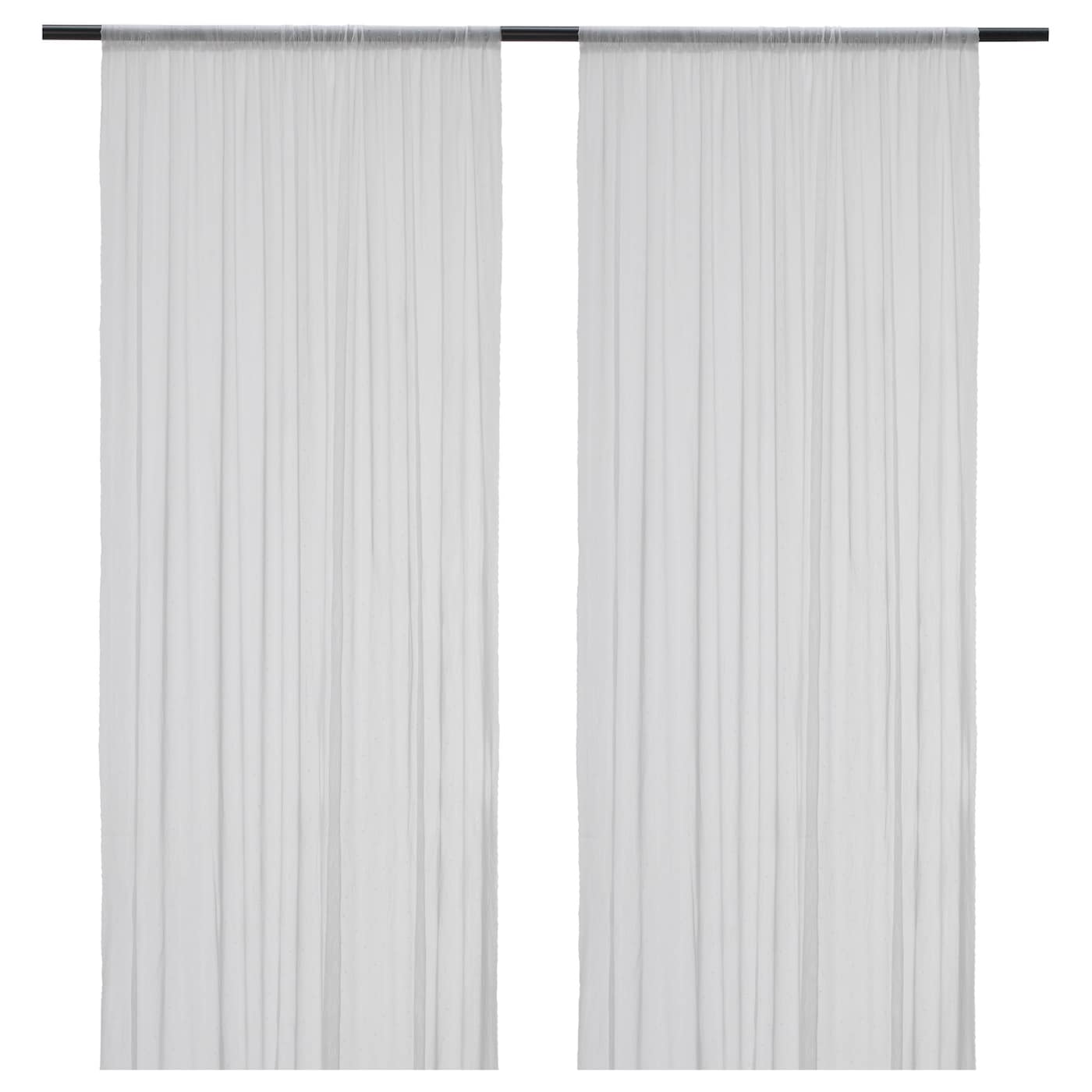 IKEA HILDRUN firanki, 2 szt, biały w kropki/na tunelu, 145x300 cm