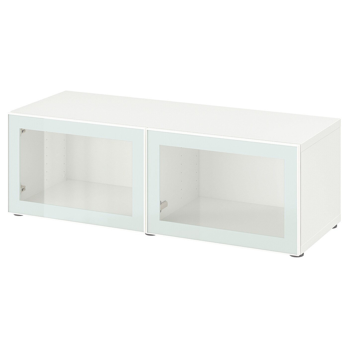 IKEA BESTÅ witryna, biały Glassvik/biel/jasna zieleń szkło bezbarwne, 120x42x38 cm