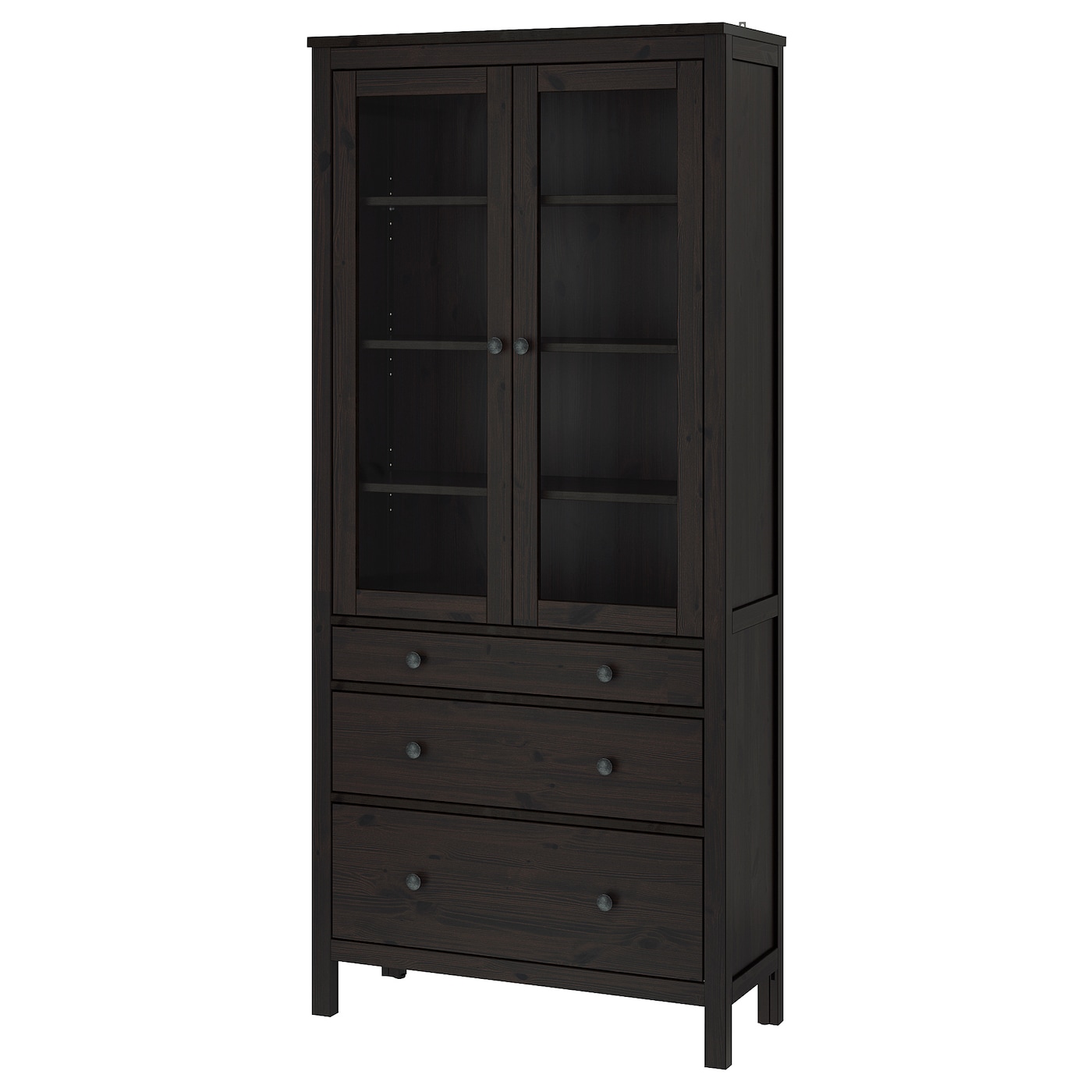 IKEA HEMNES witryna z 3 szufladami, czarnobrąz, 90x197 cm