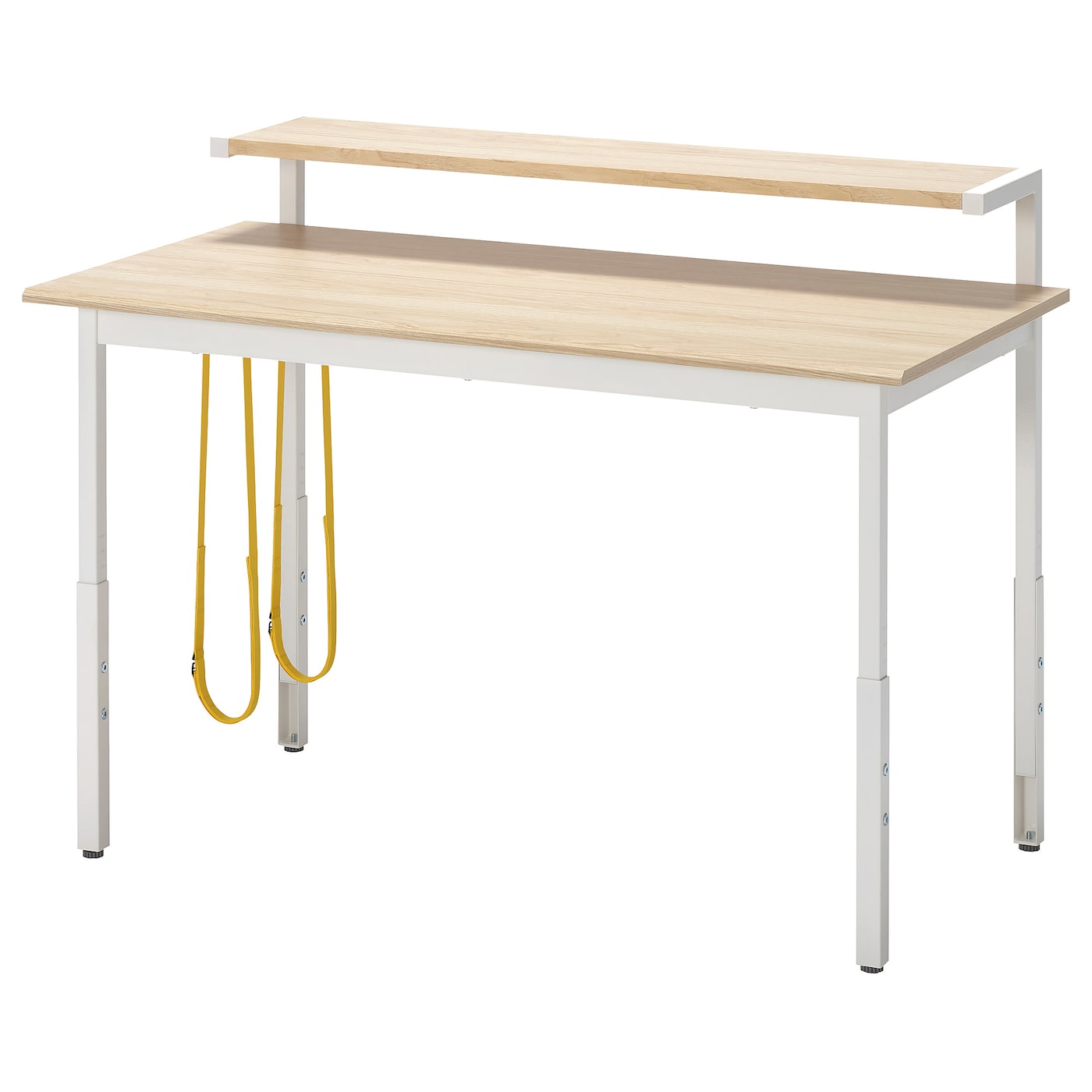 IKEA UTVISNING biurko gamingowe z półką, imitacja jesionu/biały, 120x60 cm