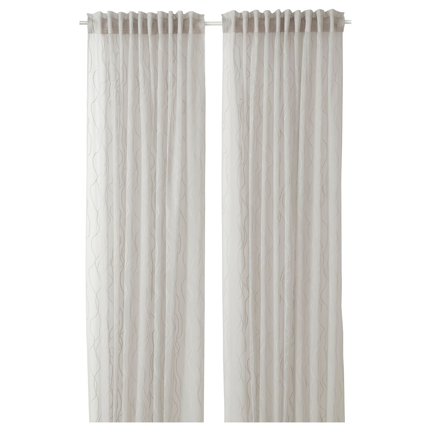 IKEA GLESGRÖE firanki, 2 szt, szary/na taśmie, 145x300 cm