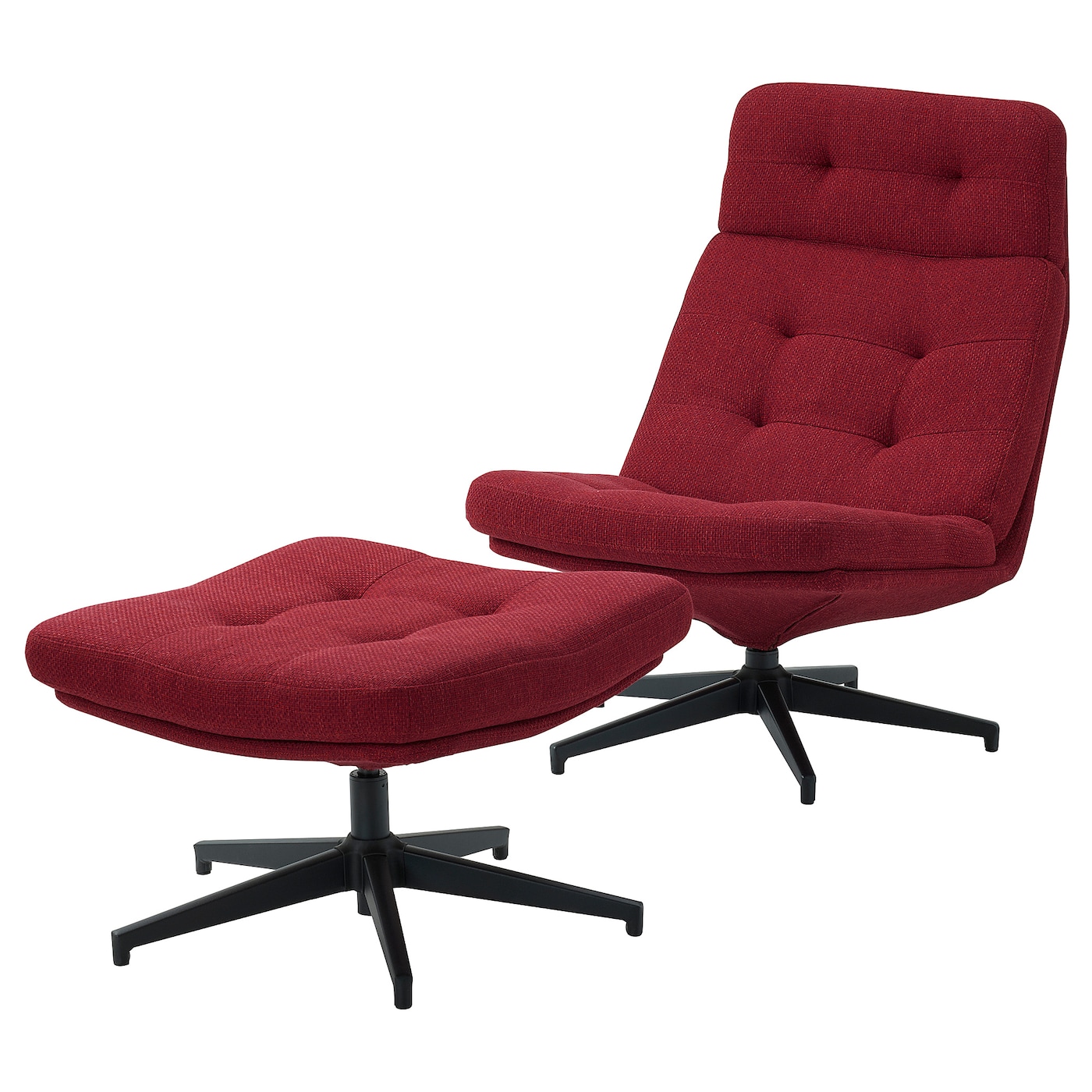 IKEA HAVBERG fotel/podnóżek, Lejde czerwony/brązowy