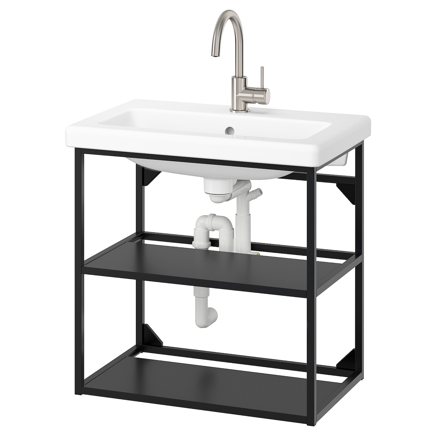 IKEA ENHET / TVÄLLEN otwarta szafka umywalkowa/2 półki, antracyt, 64x43x65 cm