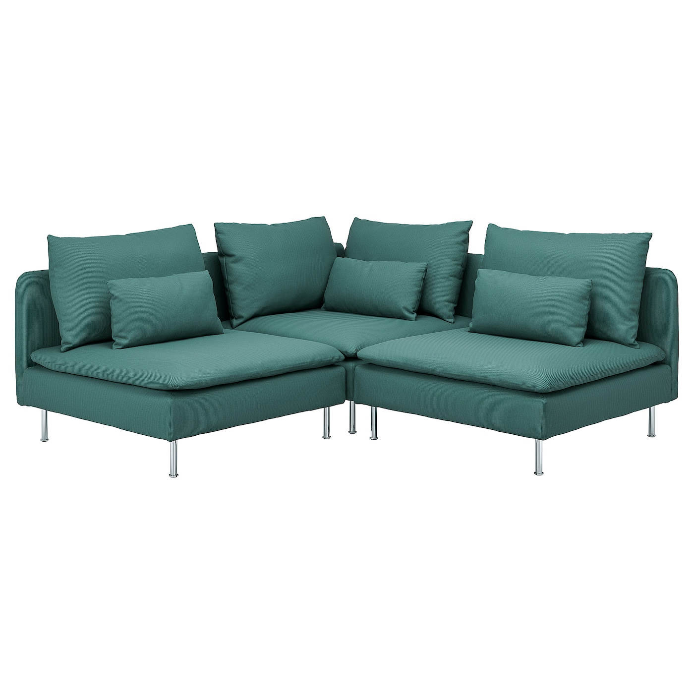 IKEA SÖDERHAMN sofa narożna 3-osobowa, Kelinge szaroturkusowy, Wysokość z poduchami oparcia: 83 cm
