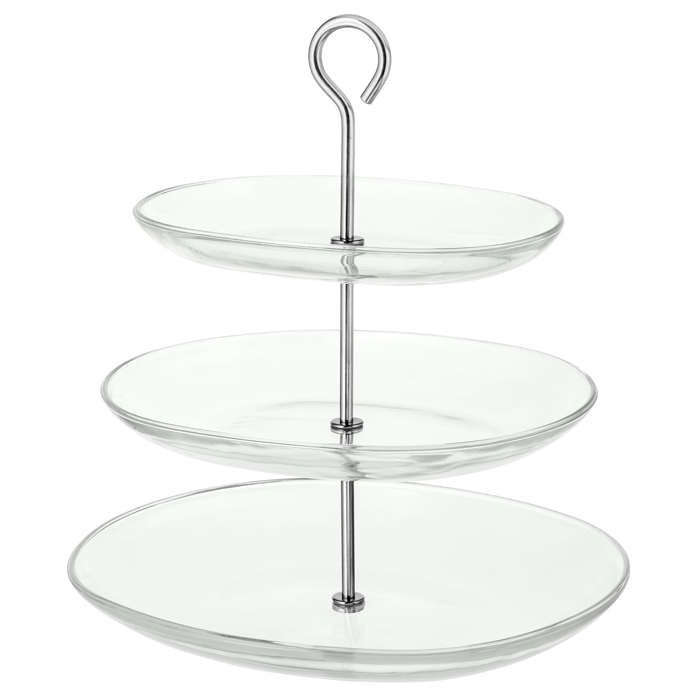 IKEA KVITTERA patera/3 talerze, szkło bezbarwne/stal nierdz, Długość: 31 cm