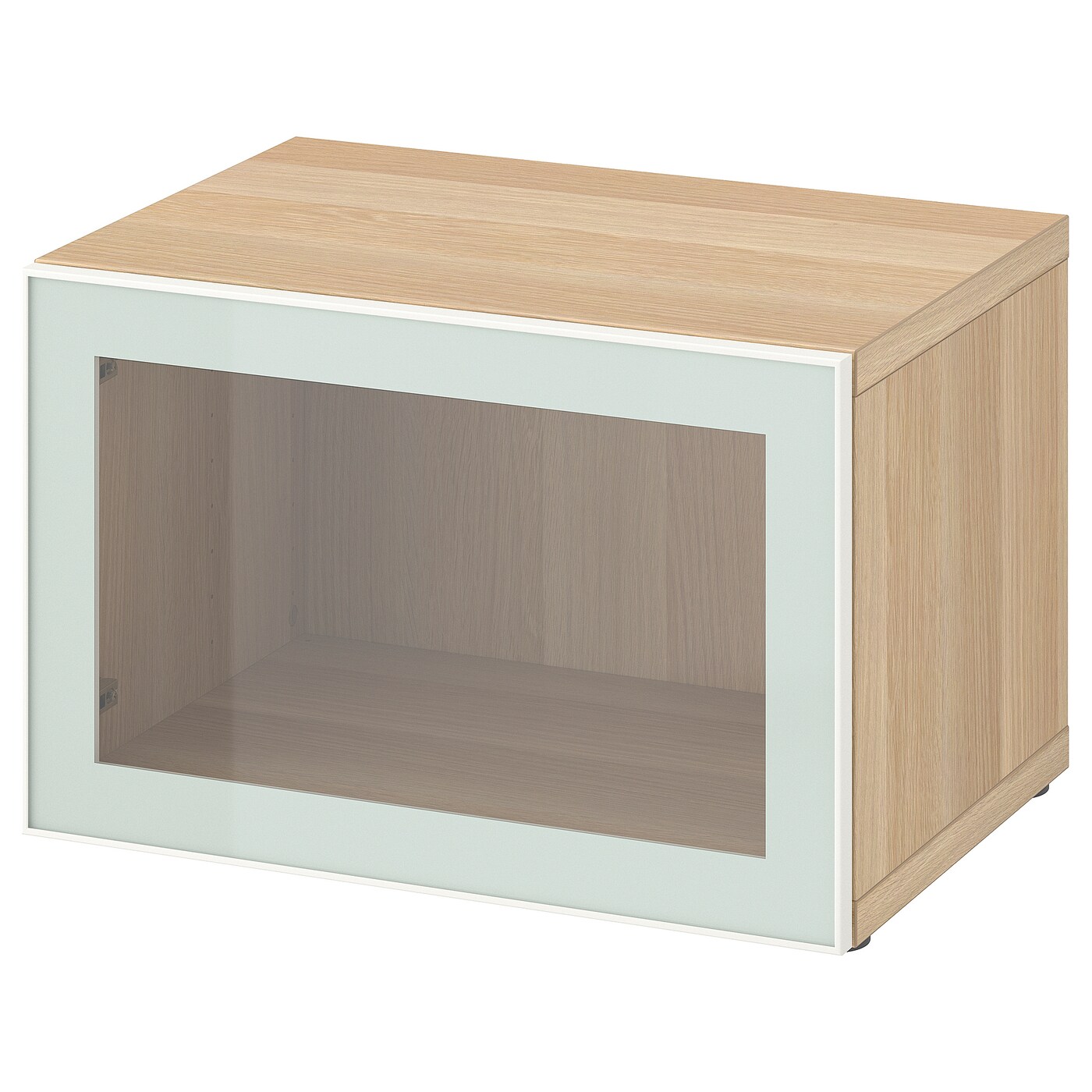 IKEA BESTÅ witryna, imitacja dębu bejcowanego na biało Glassvik/biel/jasna zieleń szkło bezbarwne, 60x42x38 cm