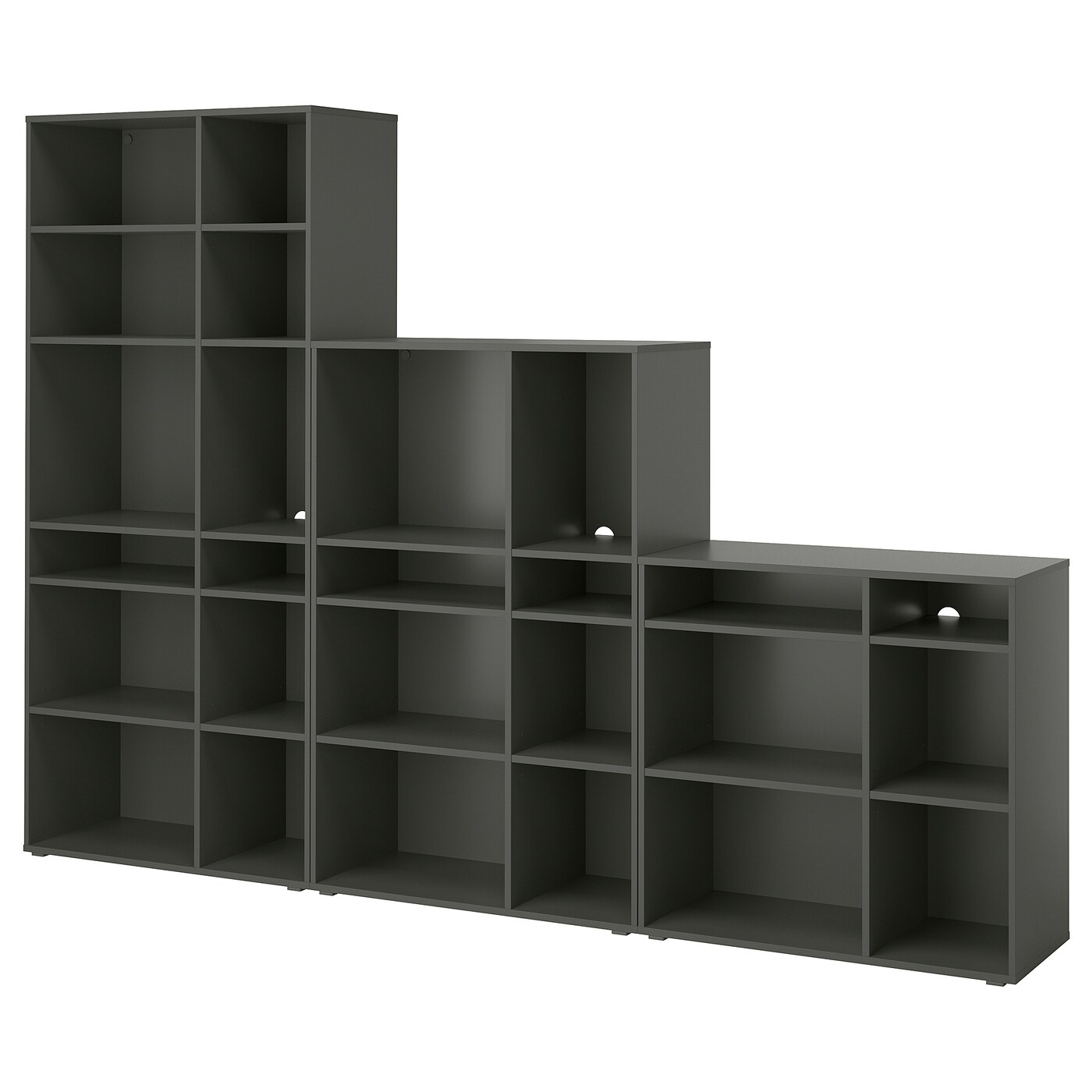 IKEA VIHALS kombinacja regałowa, ciemnoszary, 286x37x200 cm