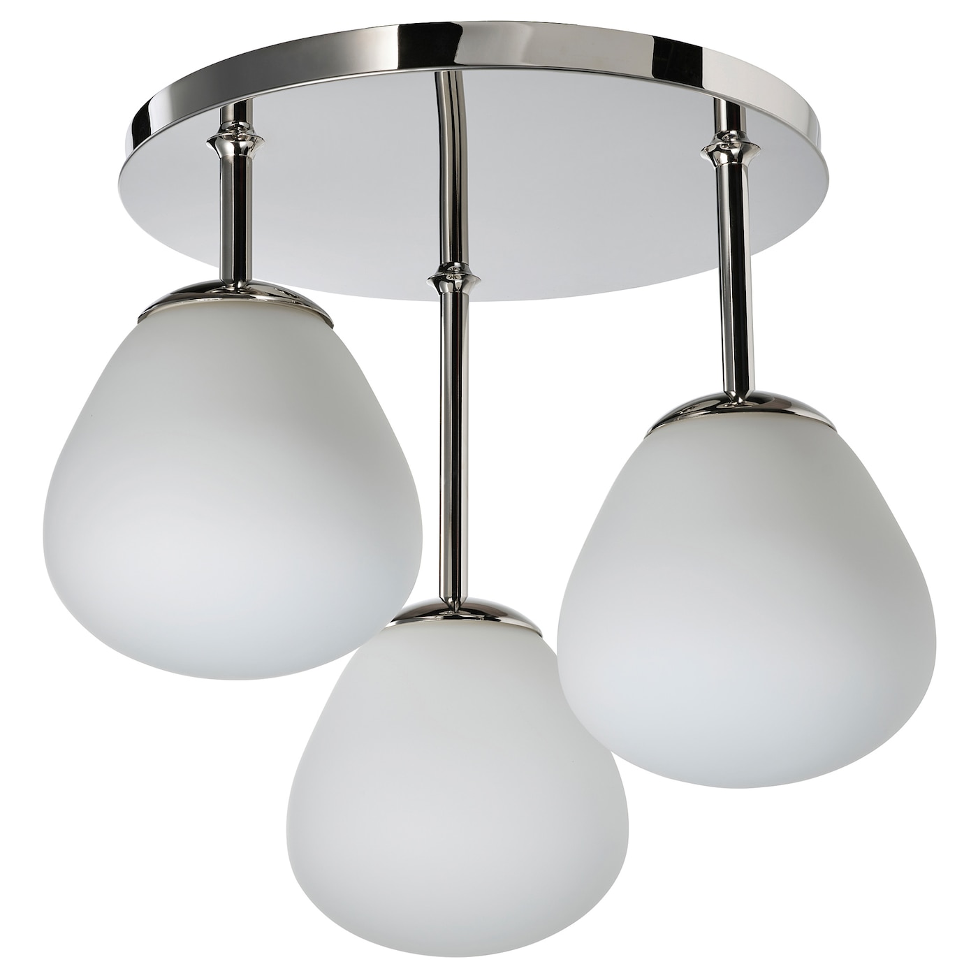 IKEA DEJSA lampa sufitowa 3 lampy, chrom/opalowa biel szkło, Średnica: 44 cm