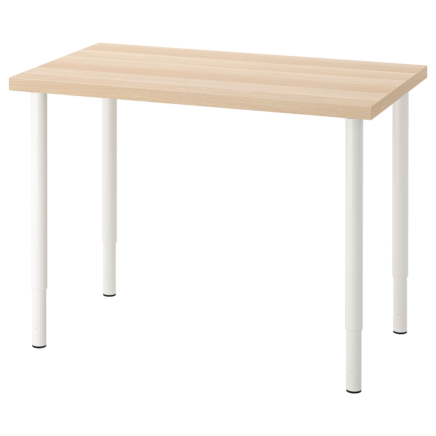 IKEA LINNMON / OLOV biurko, imitacja dębu bejcowanego na biało/biały, 100x60 cm