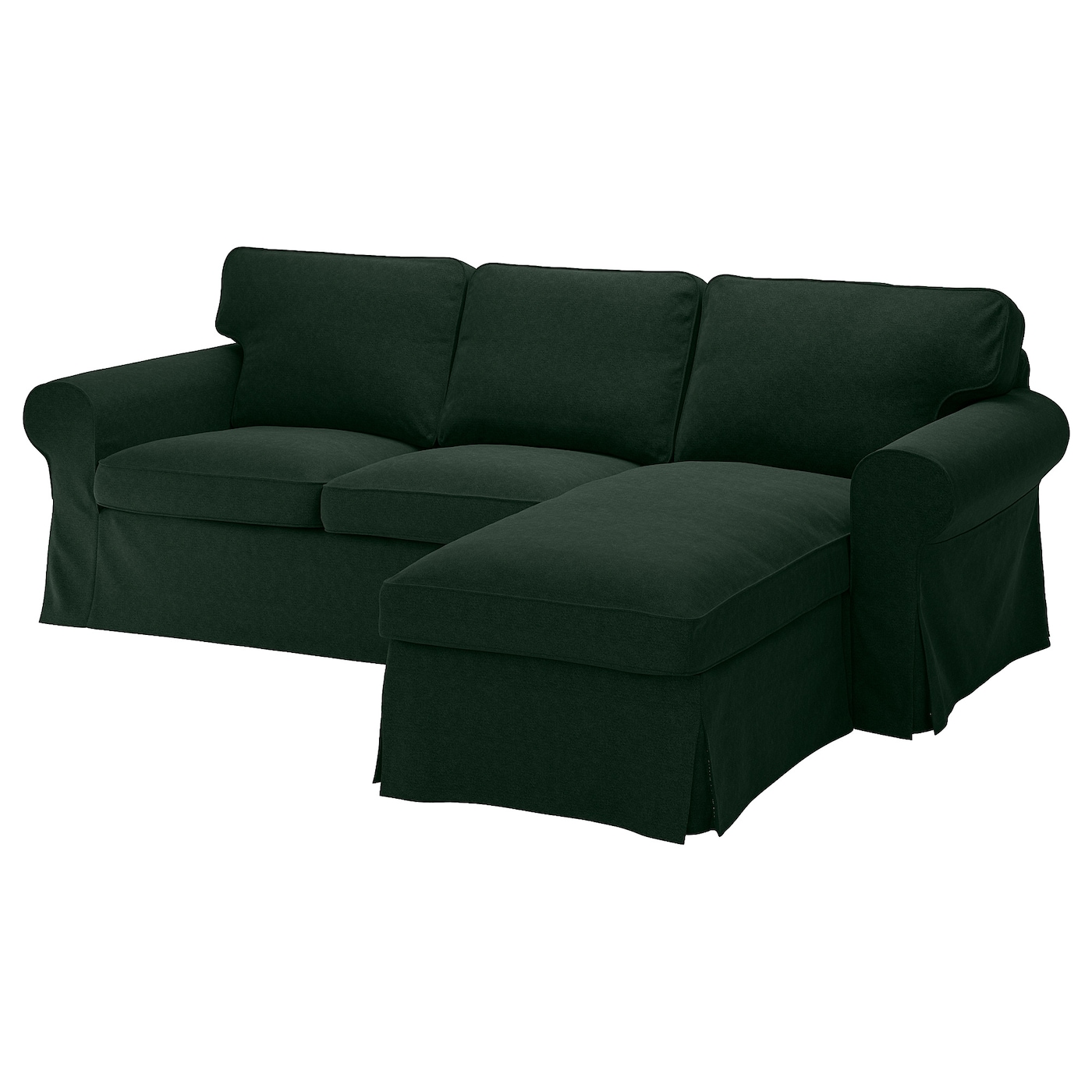 IKEA EKTORP sofa 3-osobowa, z szezlongiem/Tallmyra ciemnozielony, Szerokość: 252 cm