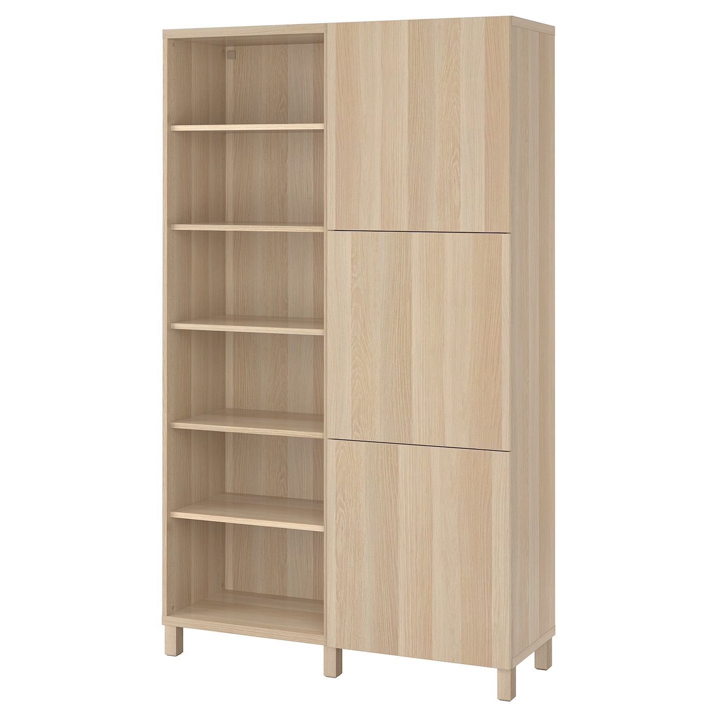 IKEA BESTÅ kombinacja z drzwiami, imitacja dębu bejcowanego na biało/Lappviken/Stubbarp imitacja dębu bejcowanego na biało, 120x42x202 cm