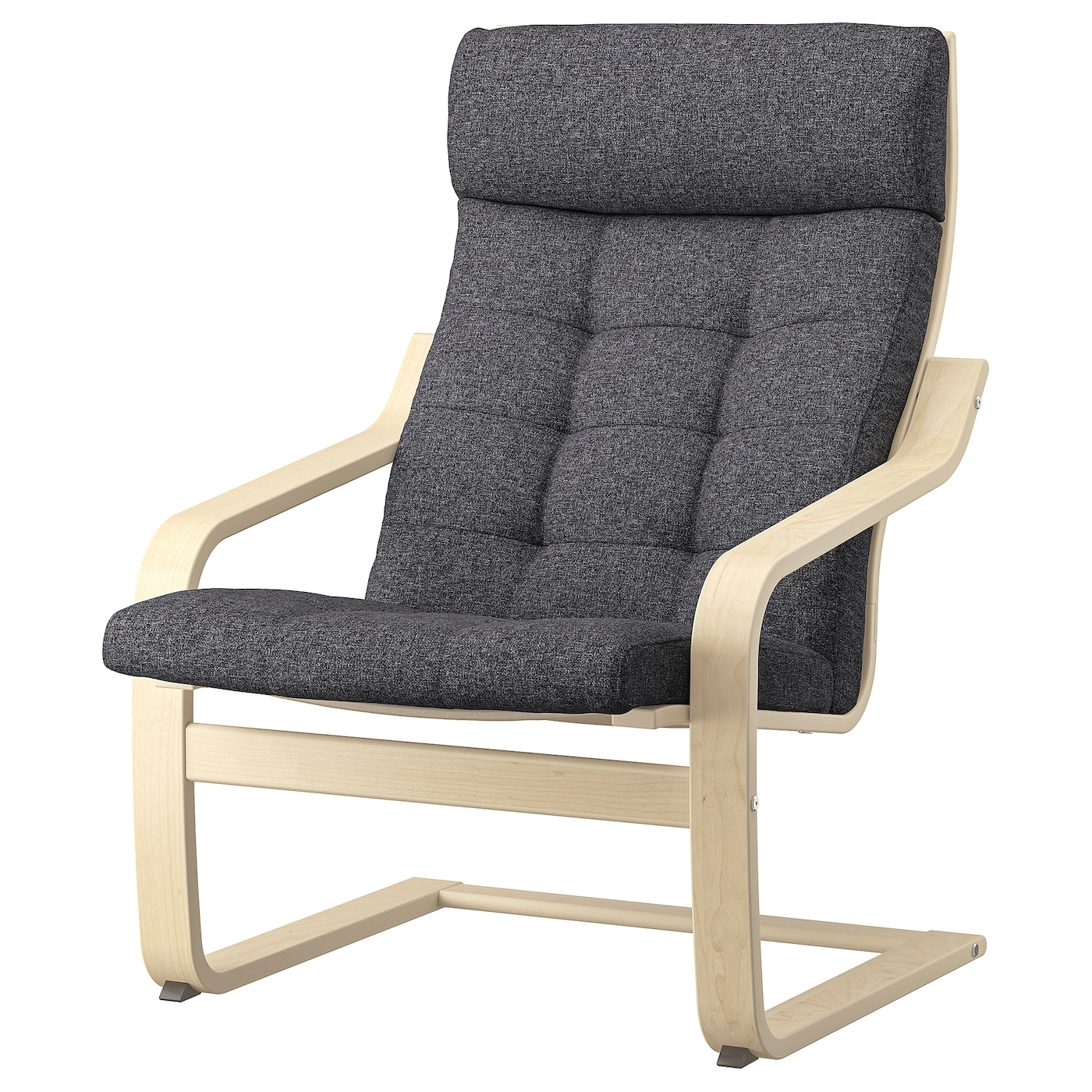 IKEA POÄNG fotel, okl brzoz/Gunnared ciemnoszary, Szerokość: 68 cm