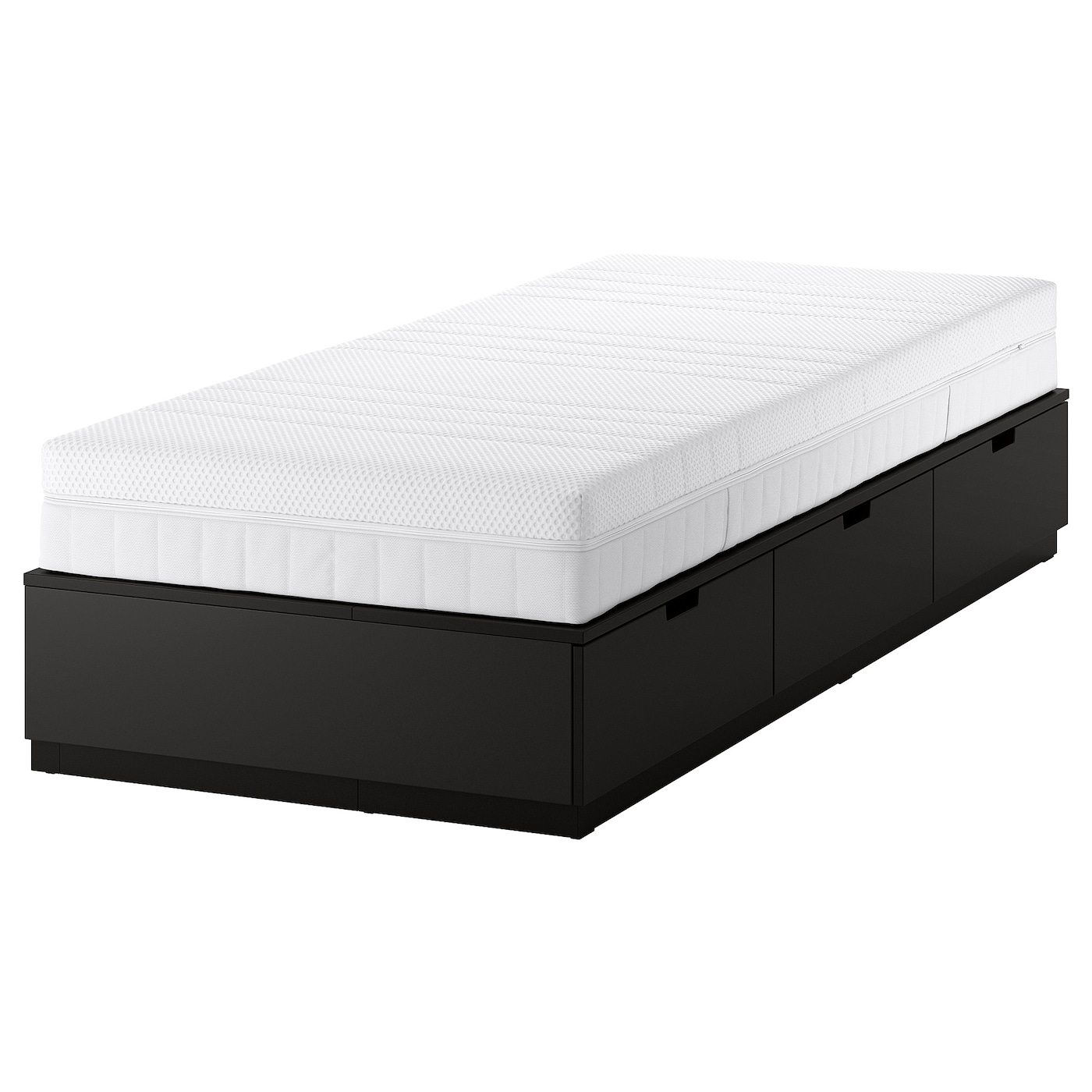 IKEA NORDLI rama łóżka z pojemnik i materacem, antracyt, 90x200 cm