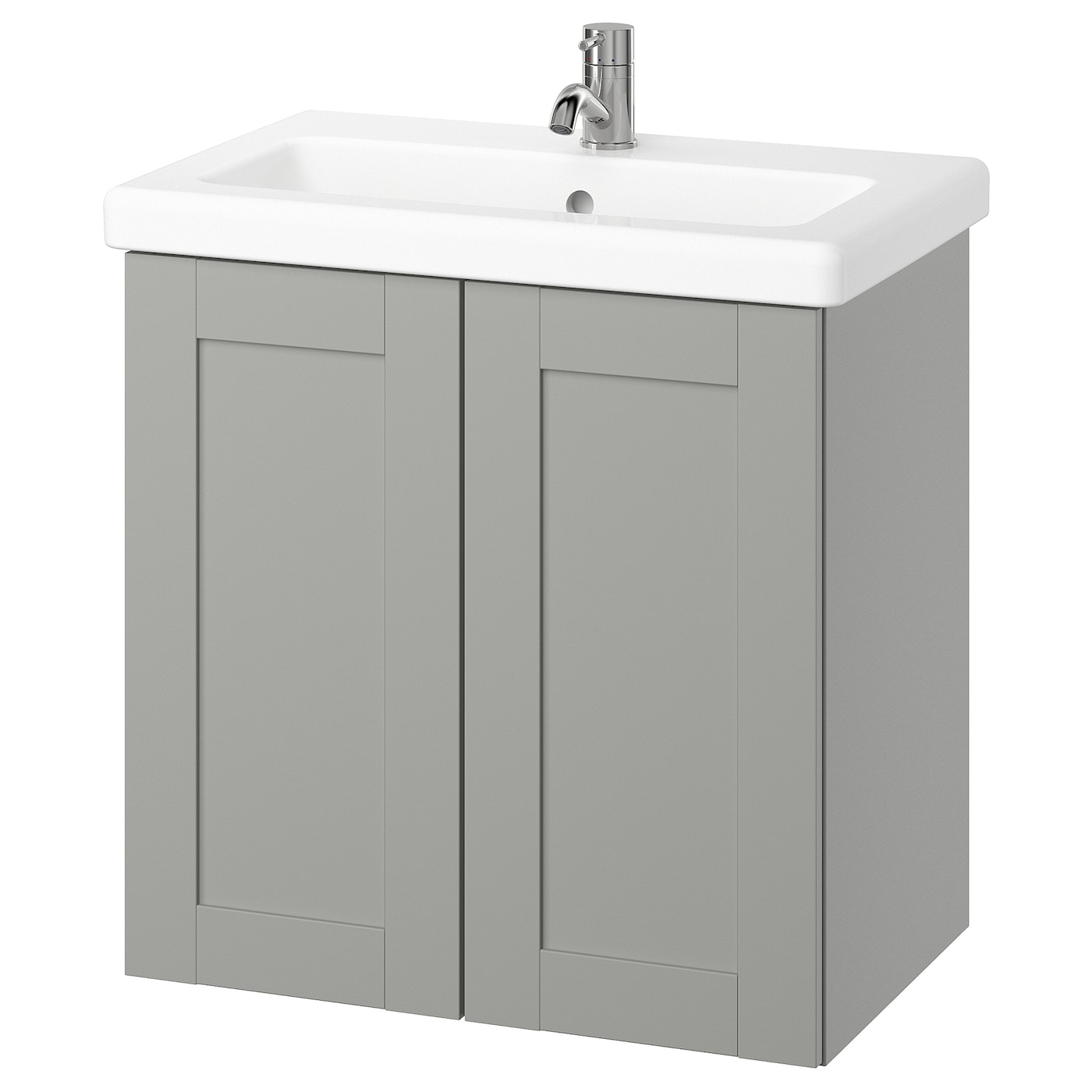 IKEA ENHET / TVÄLLEN szaf umyw z drzwiami/umyw/bateria, szary/szary rama, 64x43x65 cm
